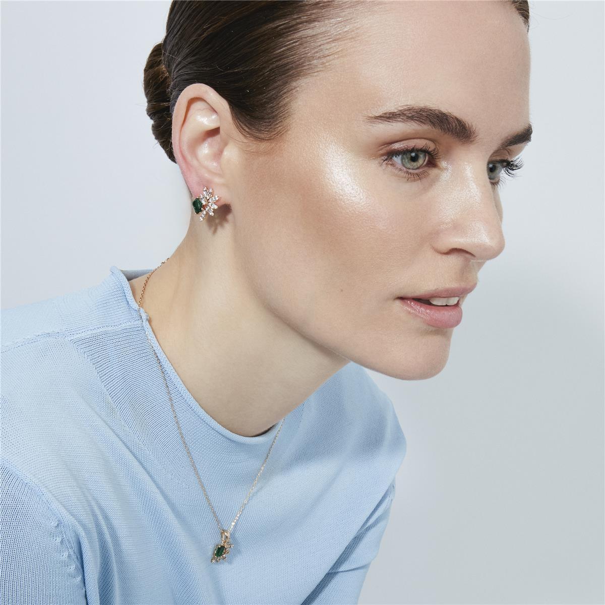Emerald Cubic Zirconia 18k Yellow Gold Plated Earrings - Juveio