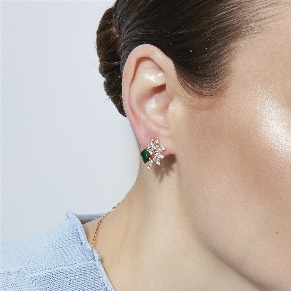 Emerald Cubic Zirconia 18k Yellow Gold Plated Earrings - Juveio