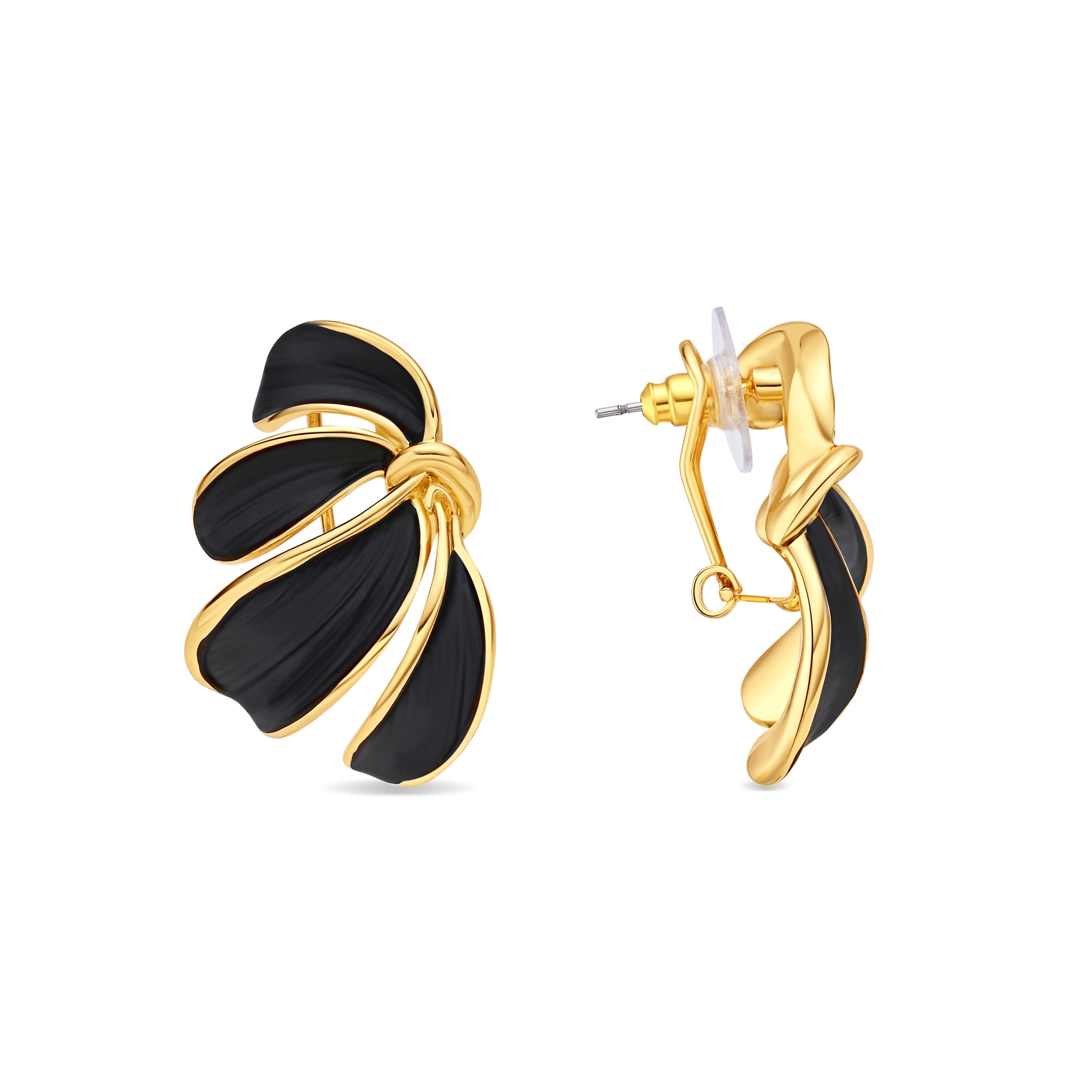 Pendientes de Lacado Negro acabado en oro amarillo de 18k - Tamur