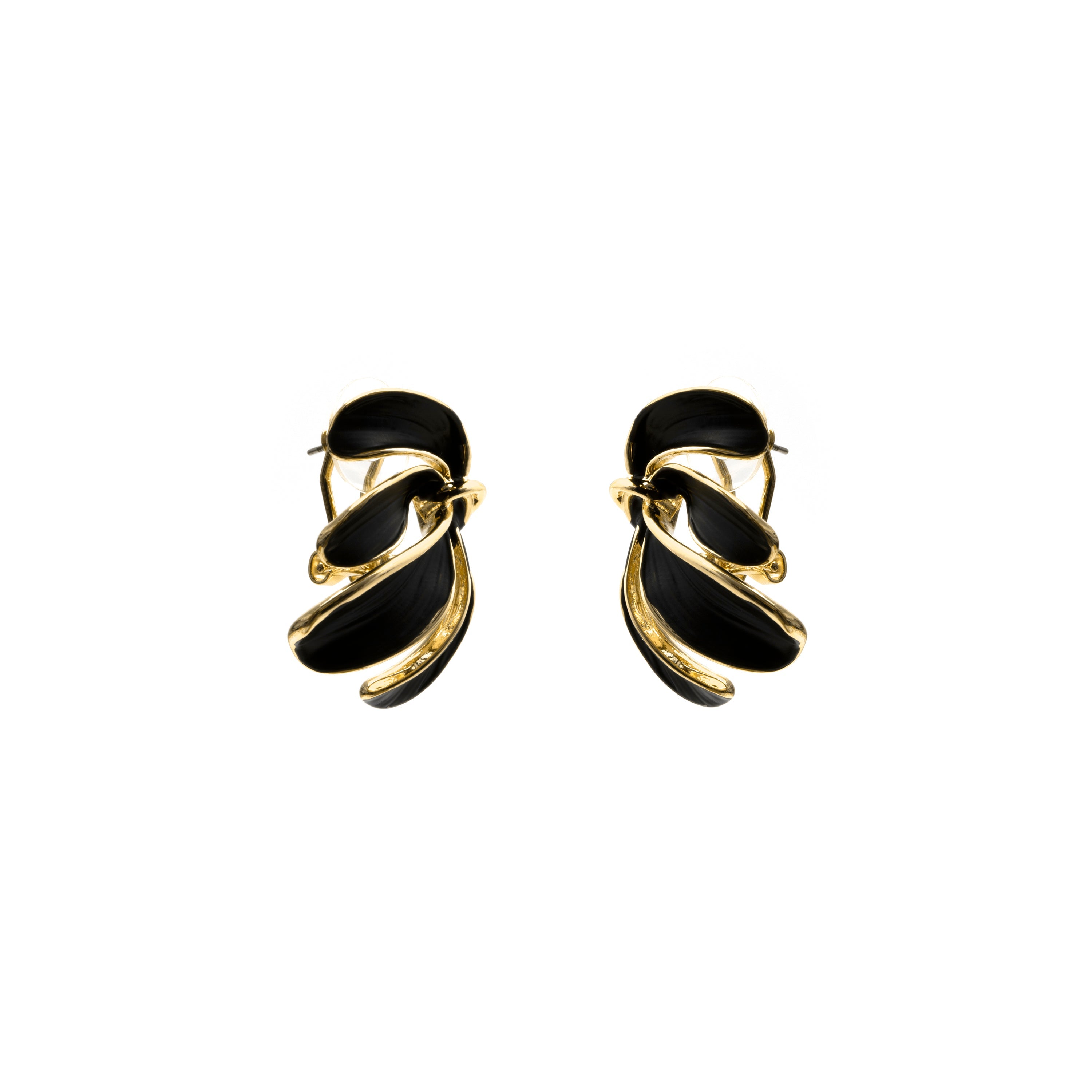 Pendientes de Lacado Negro acabado en oro amarillo de 18k - Tamur