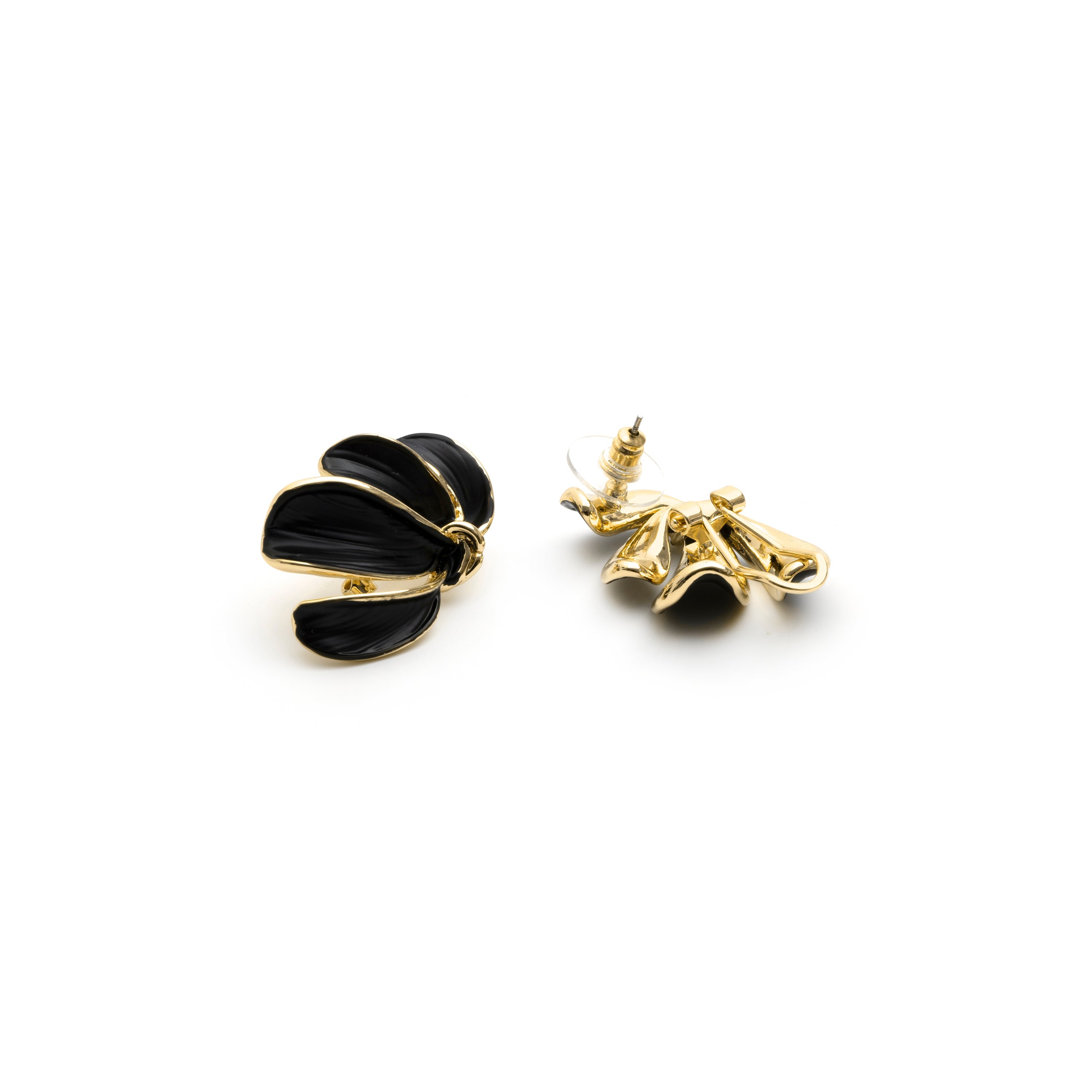 Pendientes de Lacado Negro acabado en oro amarillo de 18k - Tamur