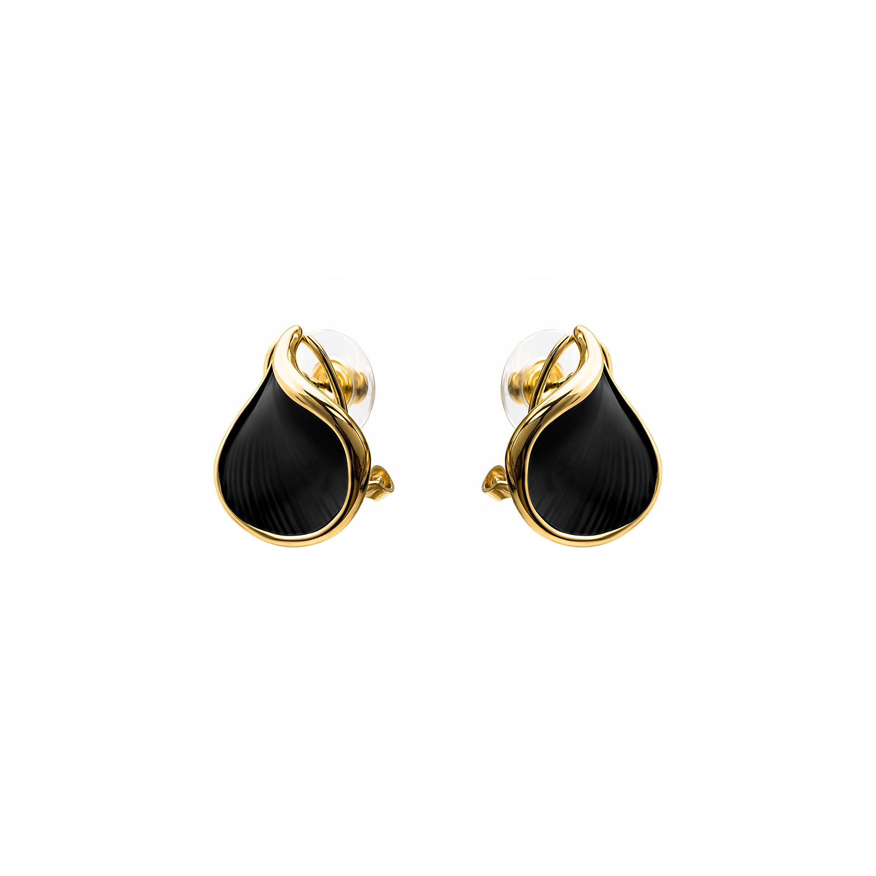 Pendientes de Lacado Negro acabado en oro amarillo de 18k - Overci