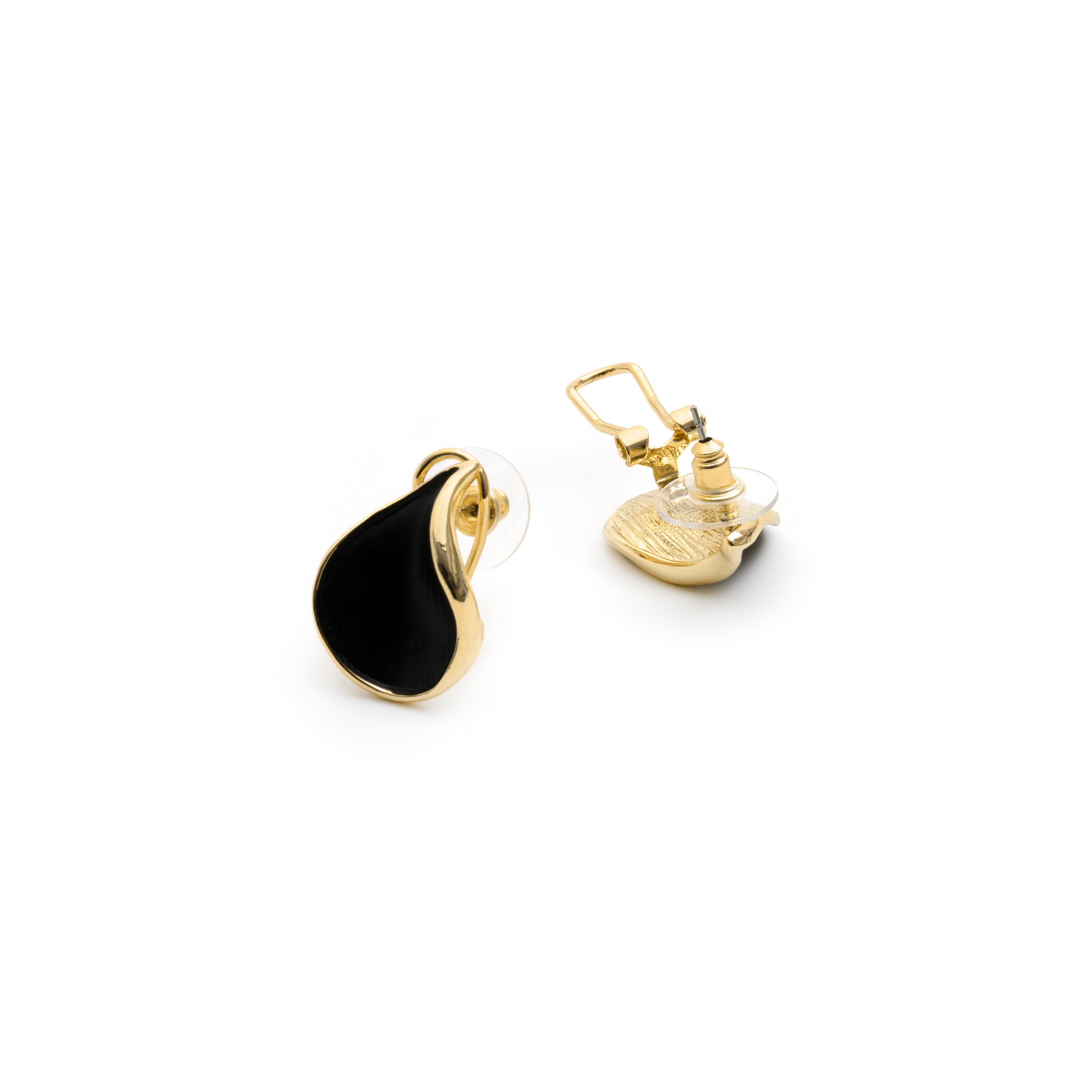 Pendientes de Lacado Negro acabado en oro amarillo de 18k - Overci