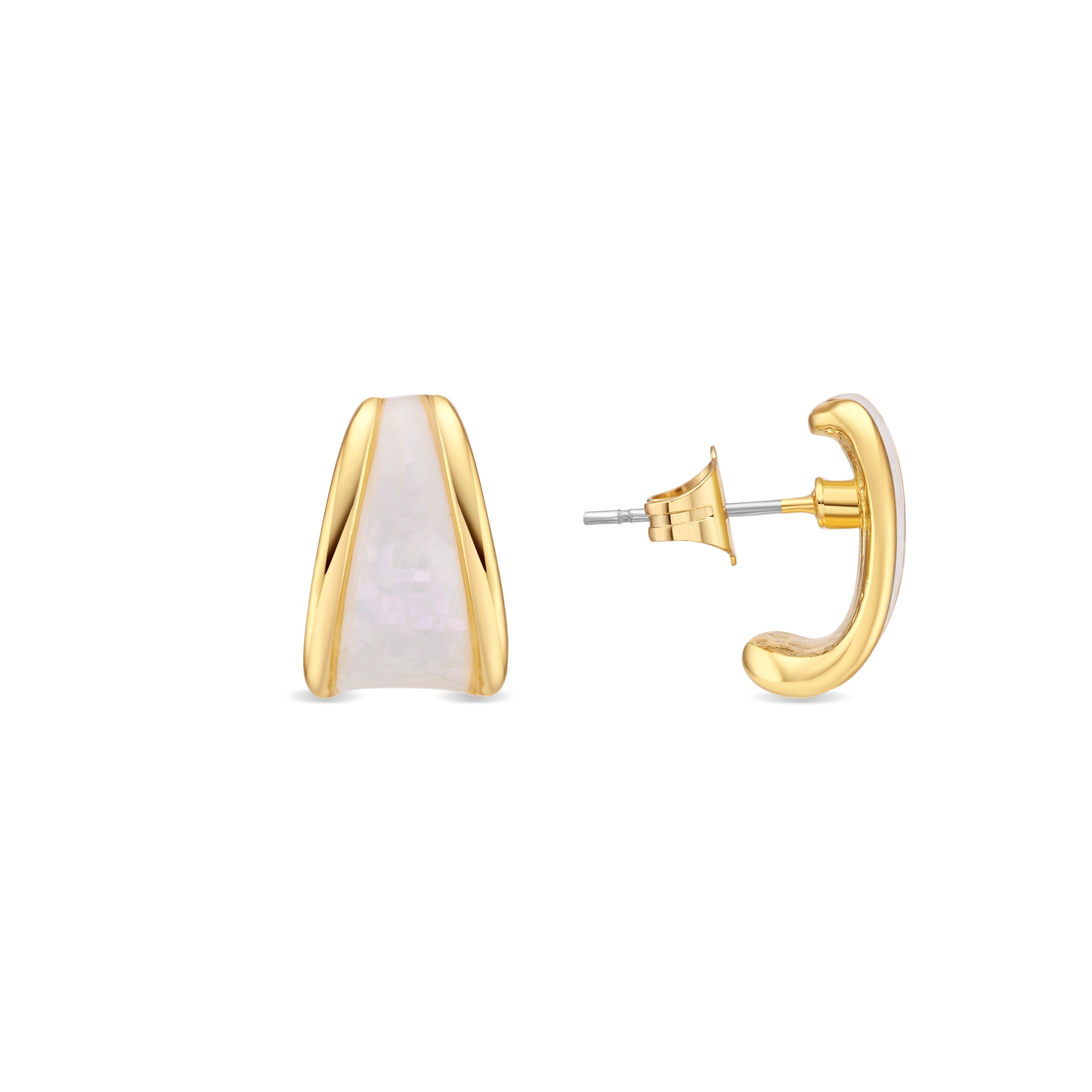 White Mother-of-Pearl Earrings in 18k Yellow Gold - Lilu