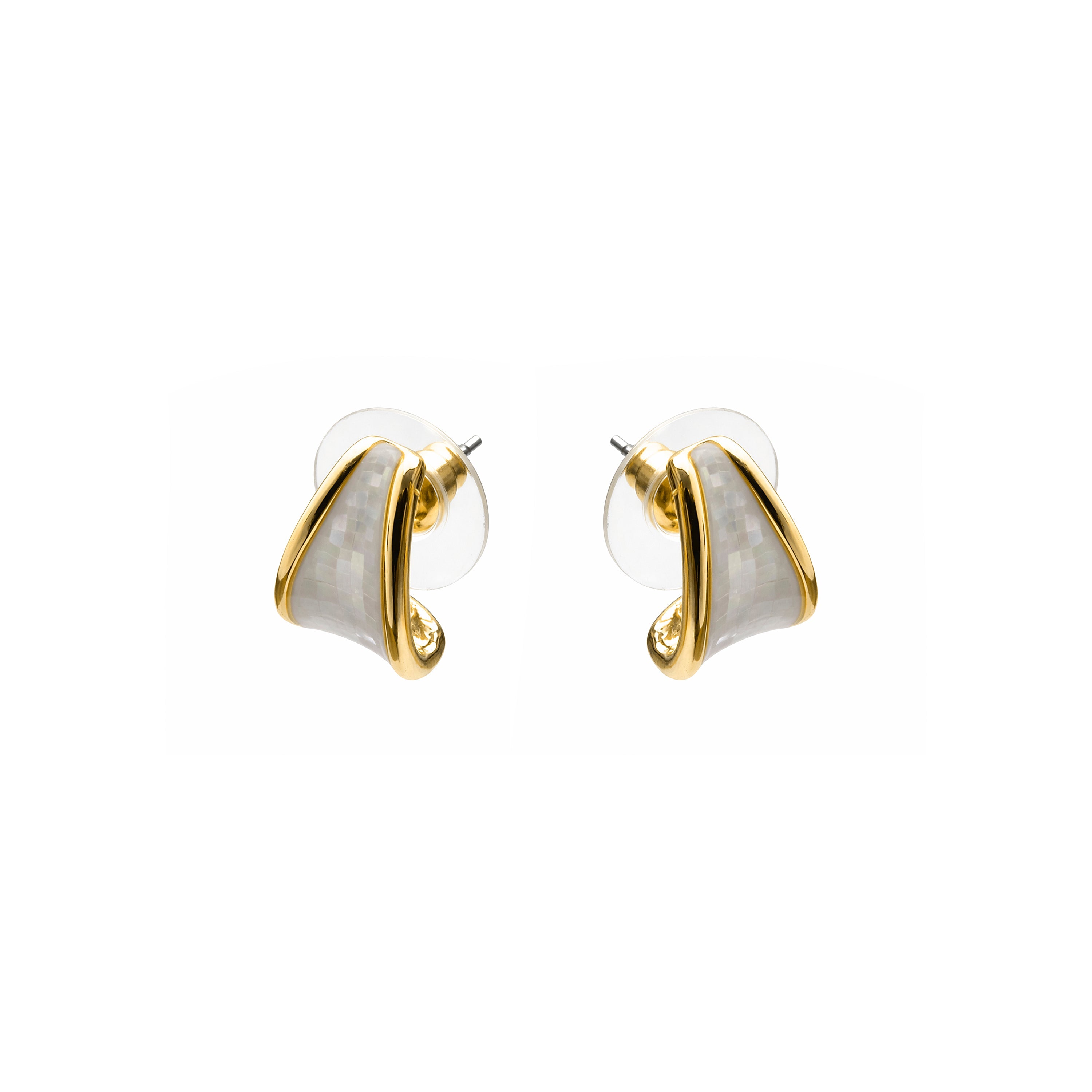 White Mother-of-Pearl Earrings in 18k Yellow Gold - Lilu
