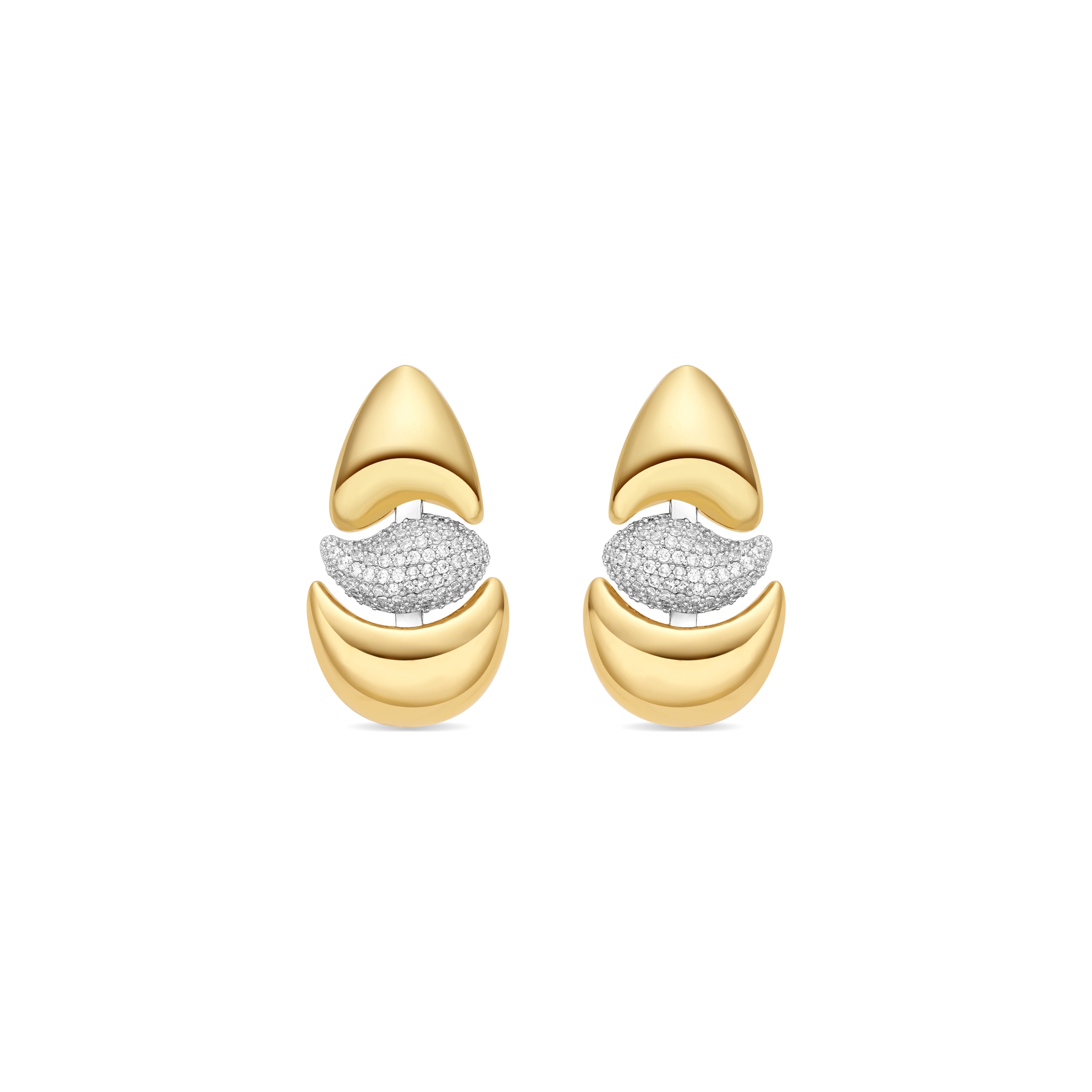 18k Yellow Gold Finish Brilliant Zirconia Earrings - Atlin