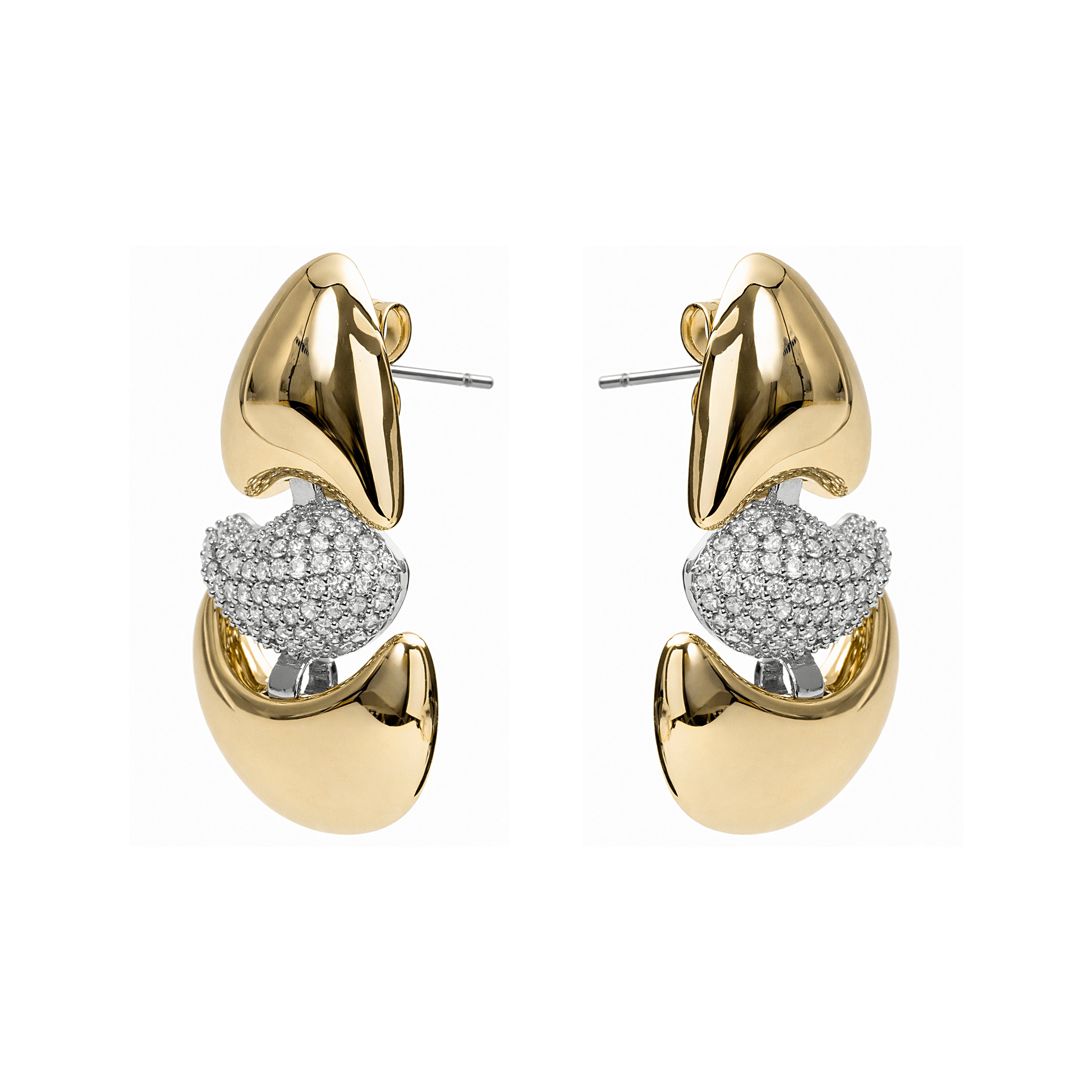 18k Yellow Gold Finish Brilliant Zirconia Earrings - Atlin