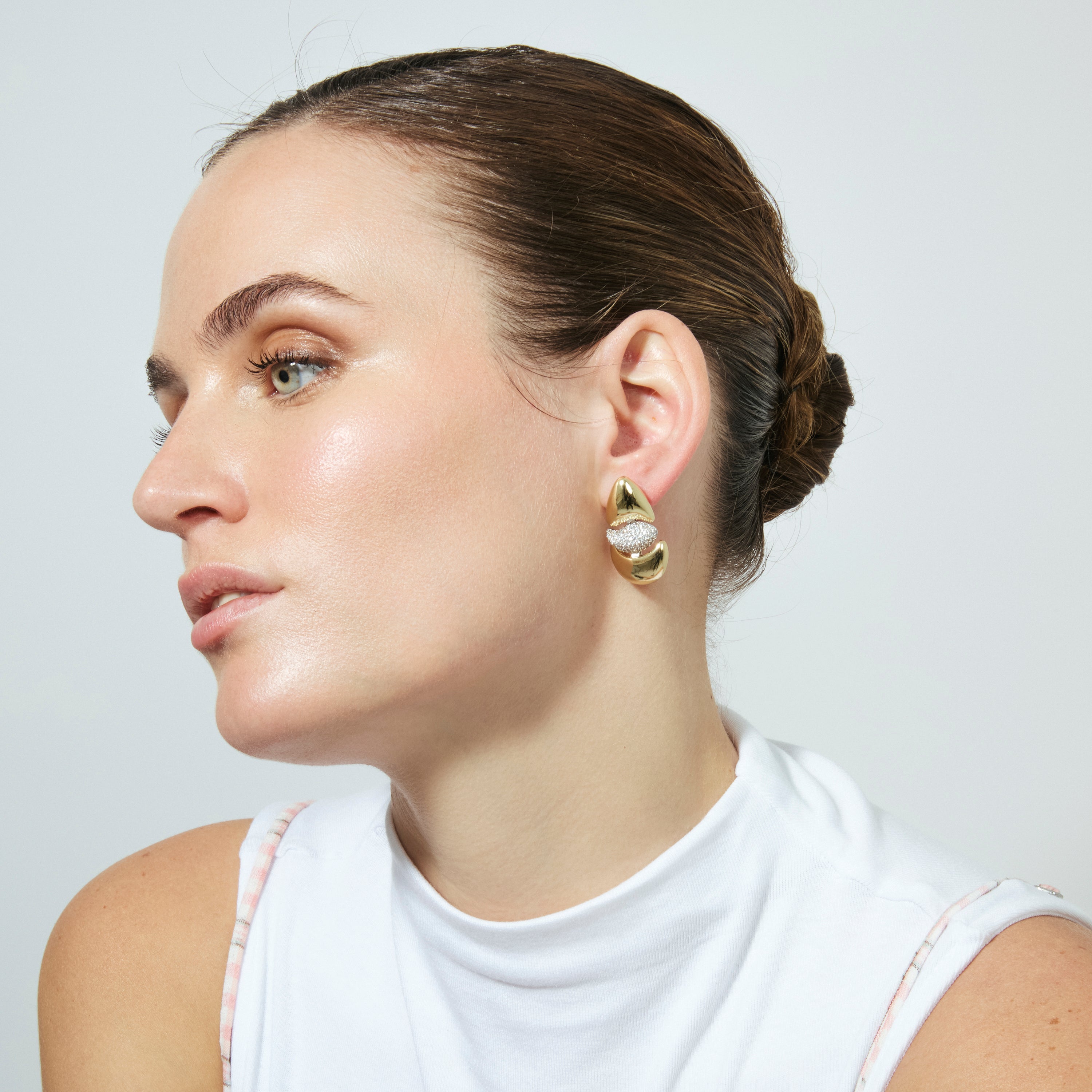 18k Yellow Gold Finish Brilliant Zirconia Earrings - Atlin