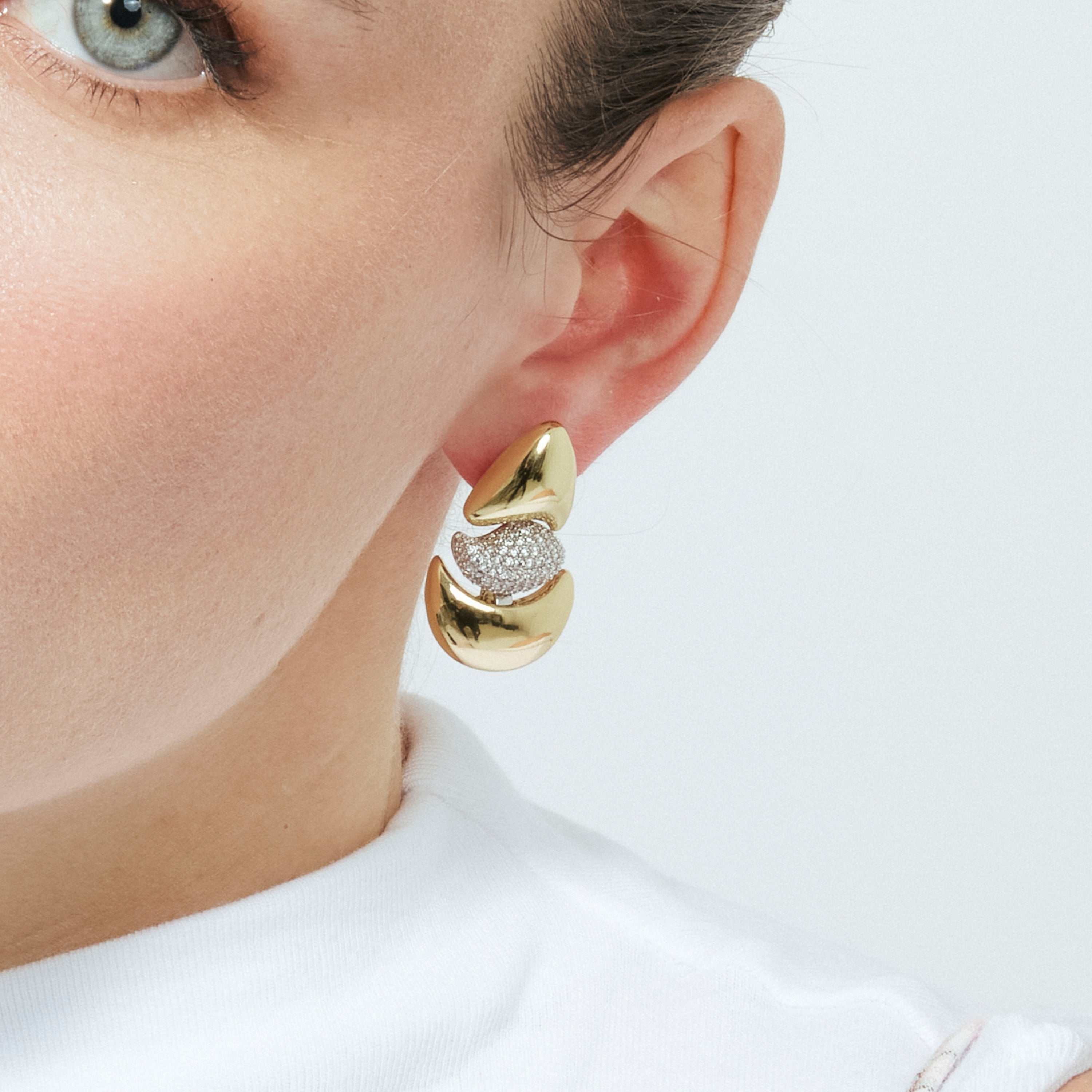 18k Yellow Gold Finish Brilliant Zirconia Earrings - Atlin