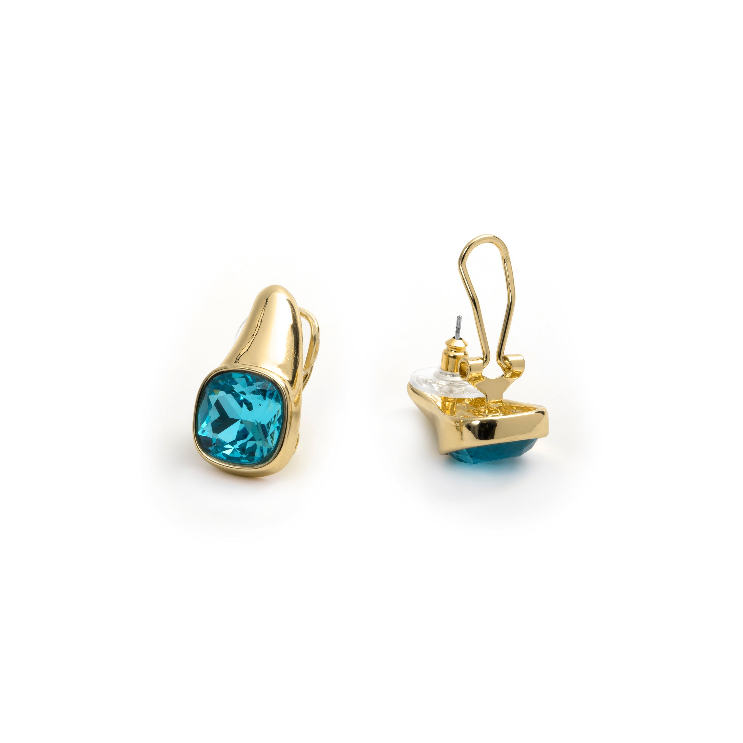 18k Yellow Gold-Plated Blue Crystal Earrings - Ione