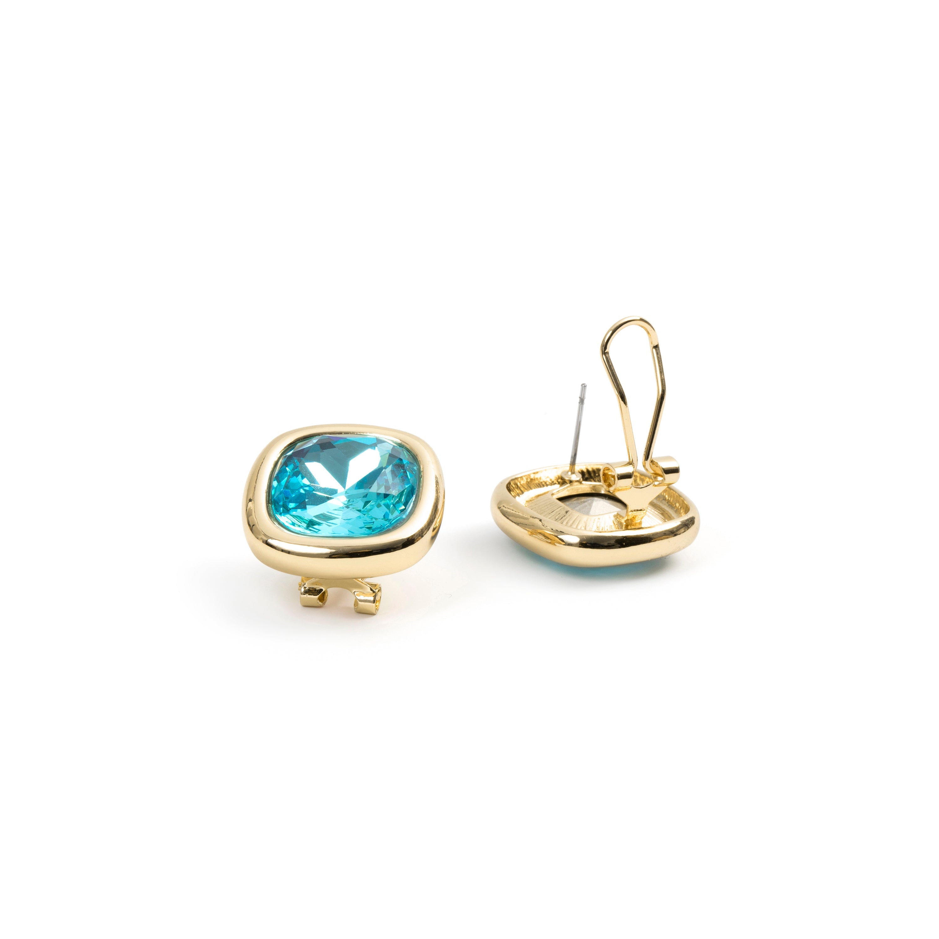 18k Yellow Gold-Plated Blue Crystal Earrings - Casis