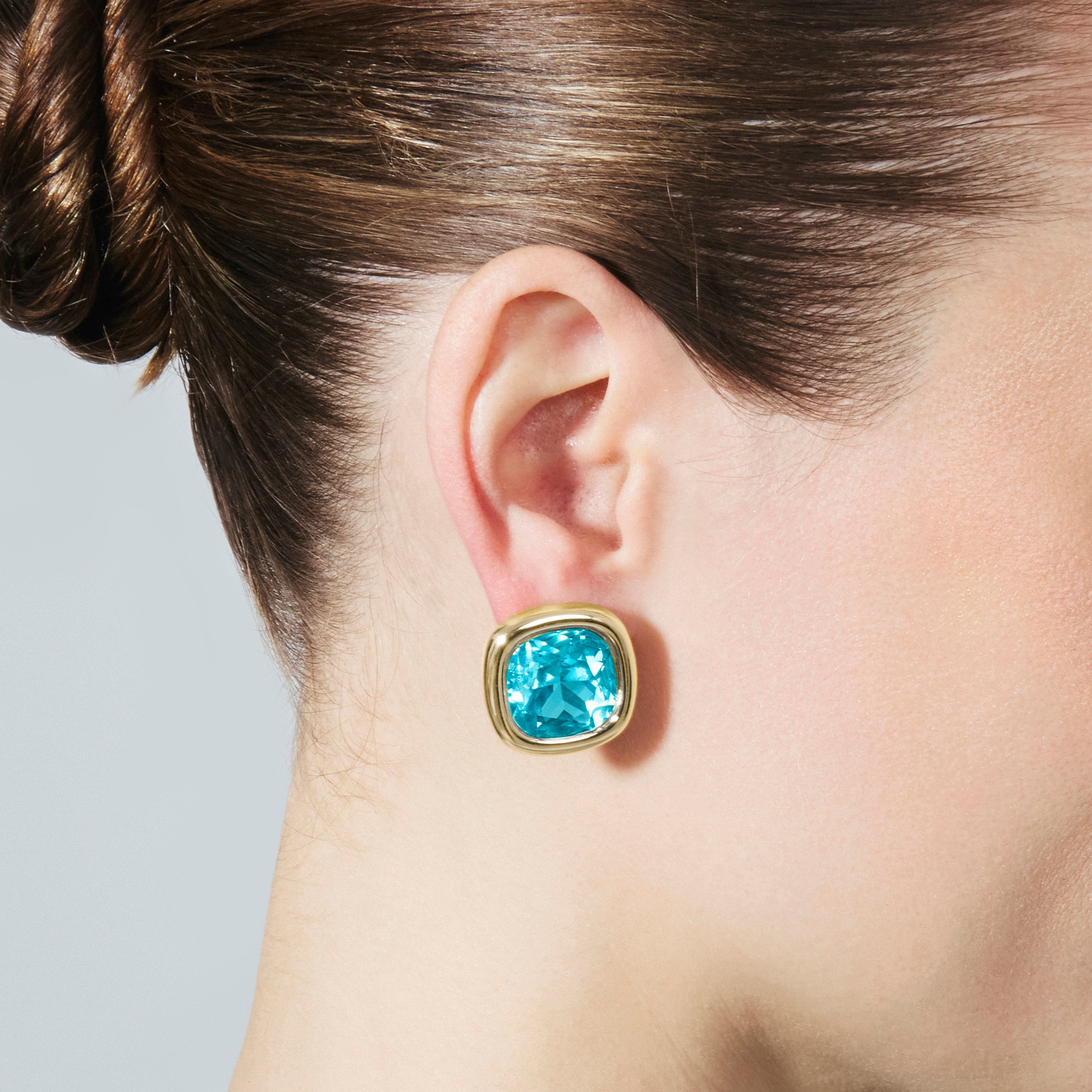 18k Yellow Gold-Plated Blue Crystal Earrings - Casis