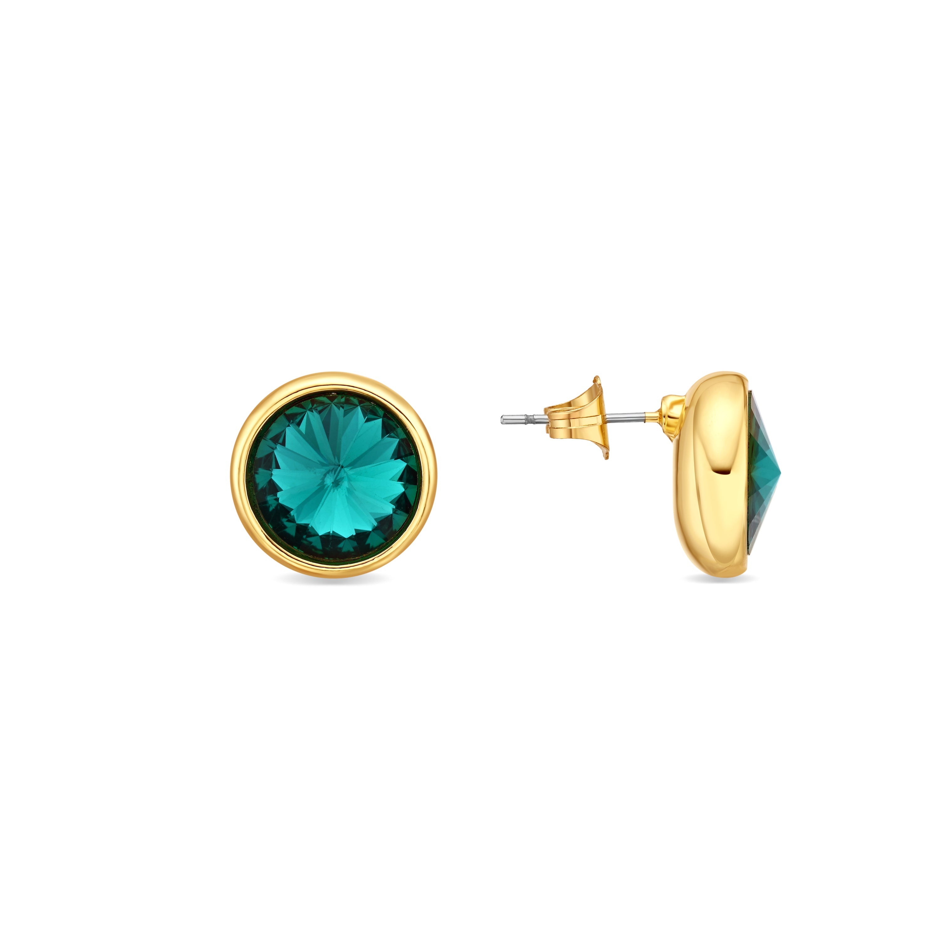 Green Crystal Earrings finished in 18k yellow gold - Ness