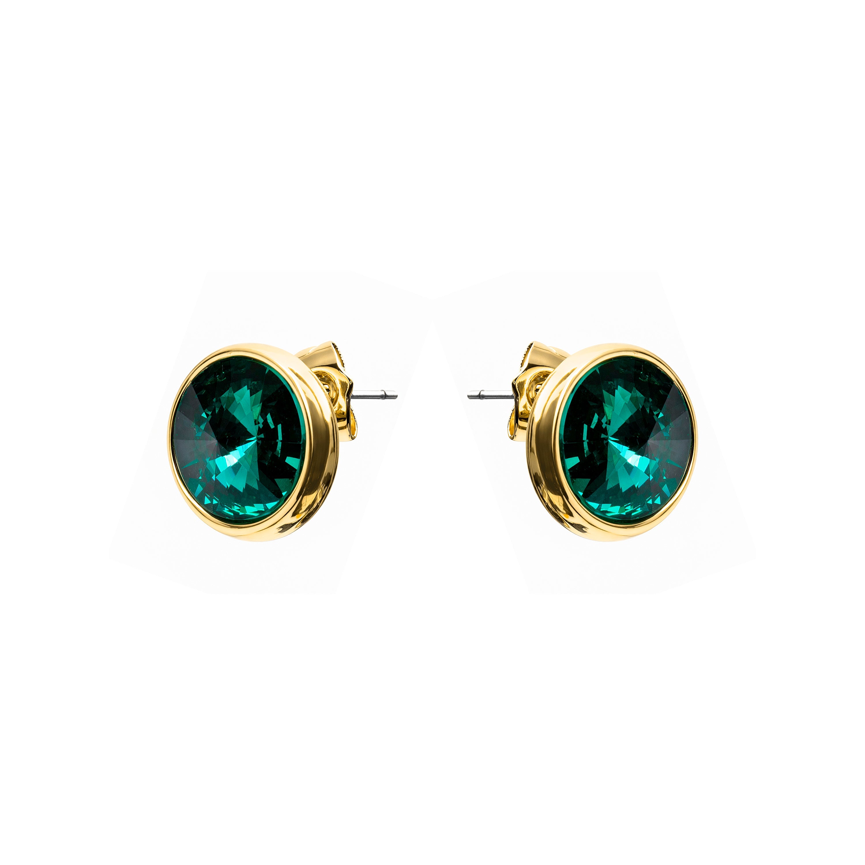 Green Crystal Earrings finished in 18k yellow gold - Ness