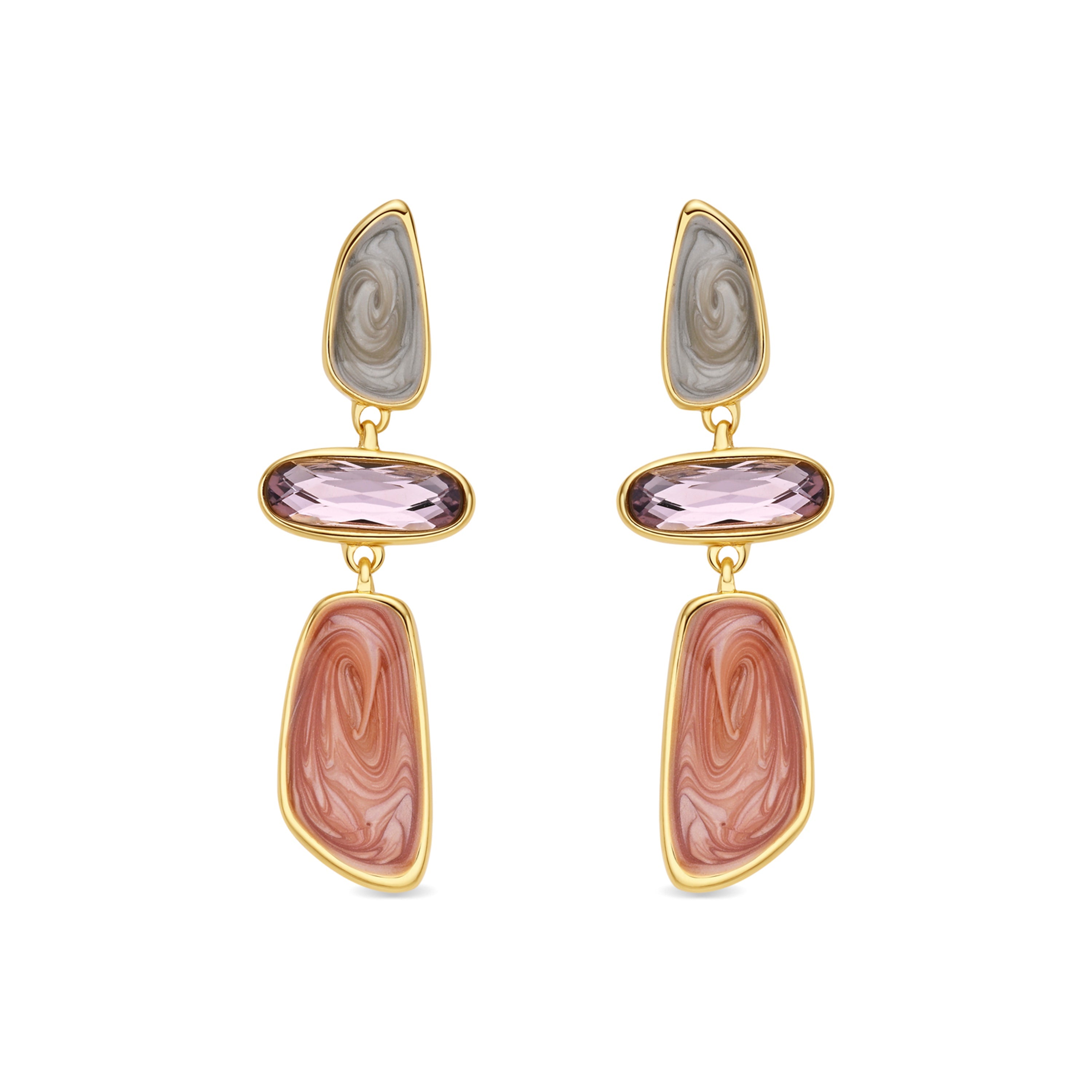 Multicolor Lacquer earrings in 18k yellow gold finish - Wiso