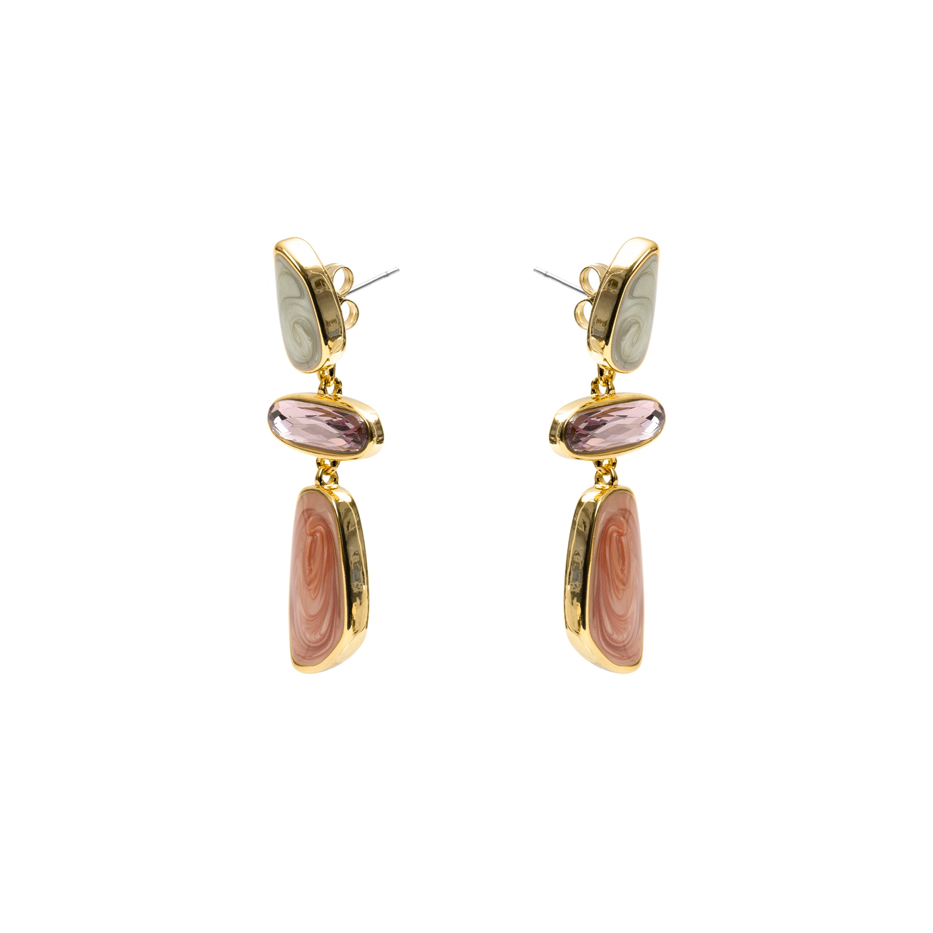 Multicolor Lacquer earrings in 18k yellow gold finish - Wiso