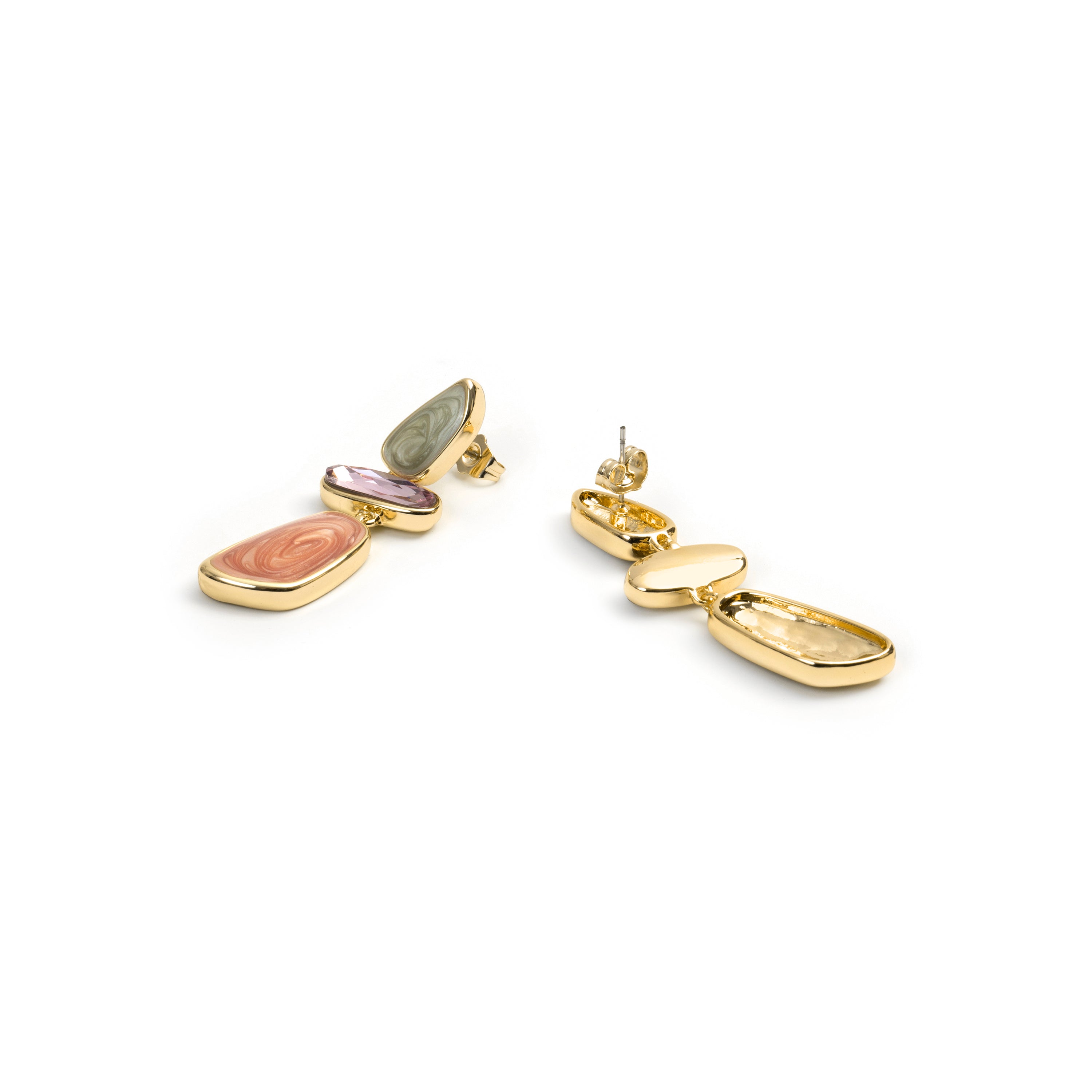 Multicolor Lacquer earrings in 18k yellow gold finish - Wiso