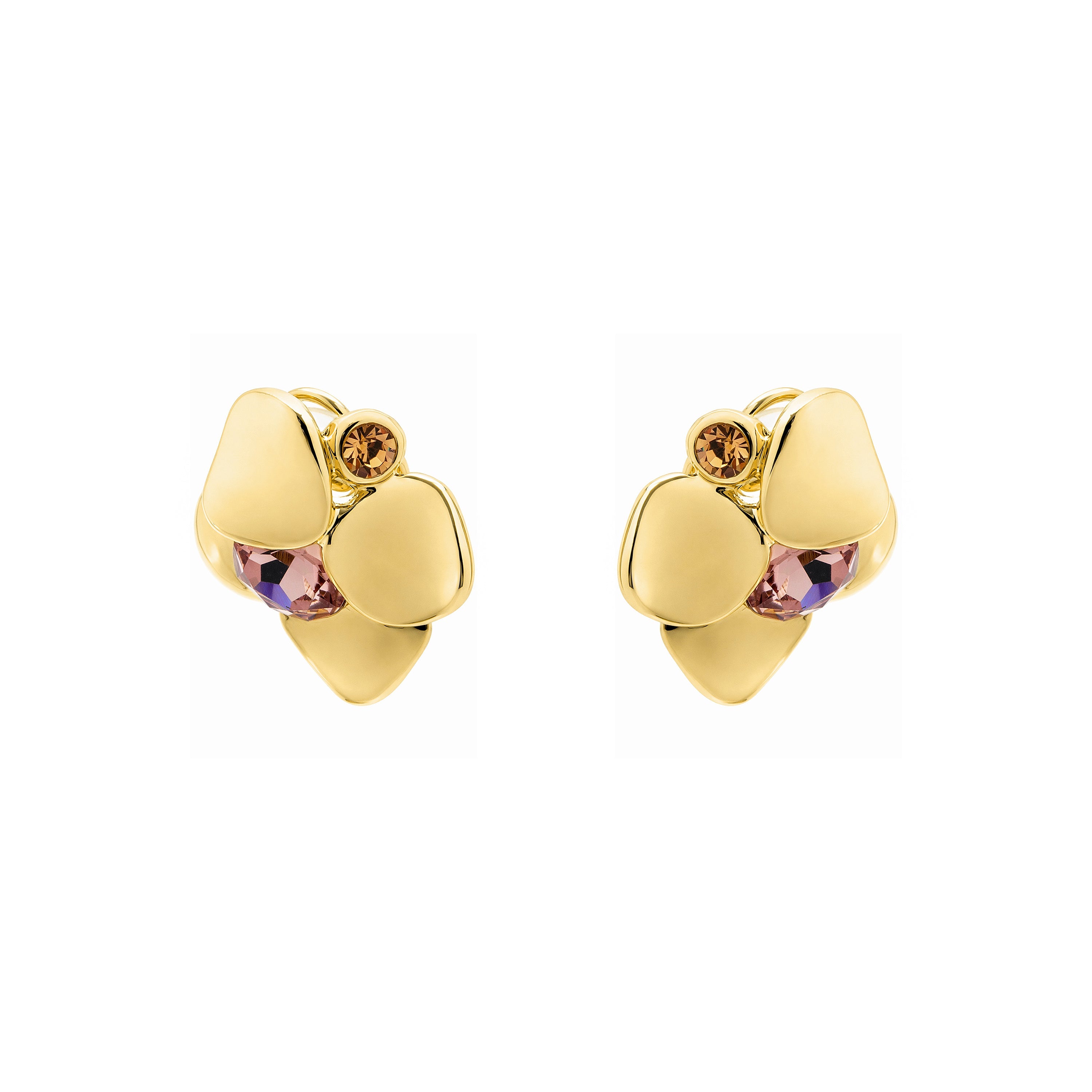 18k yellow gold-plated Pink Crystal Earrings - Dilom