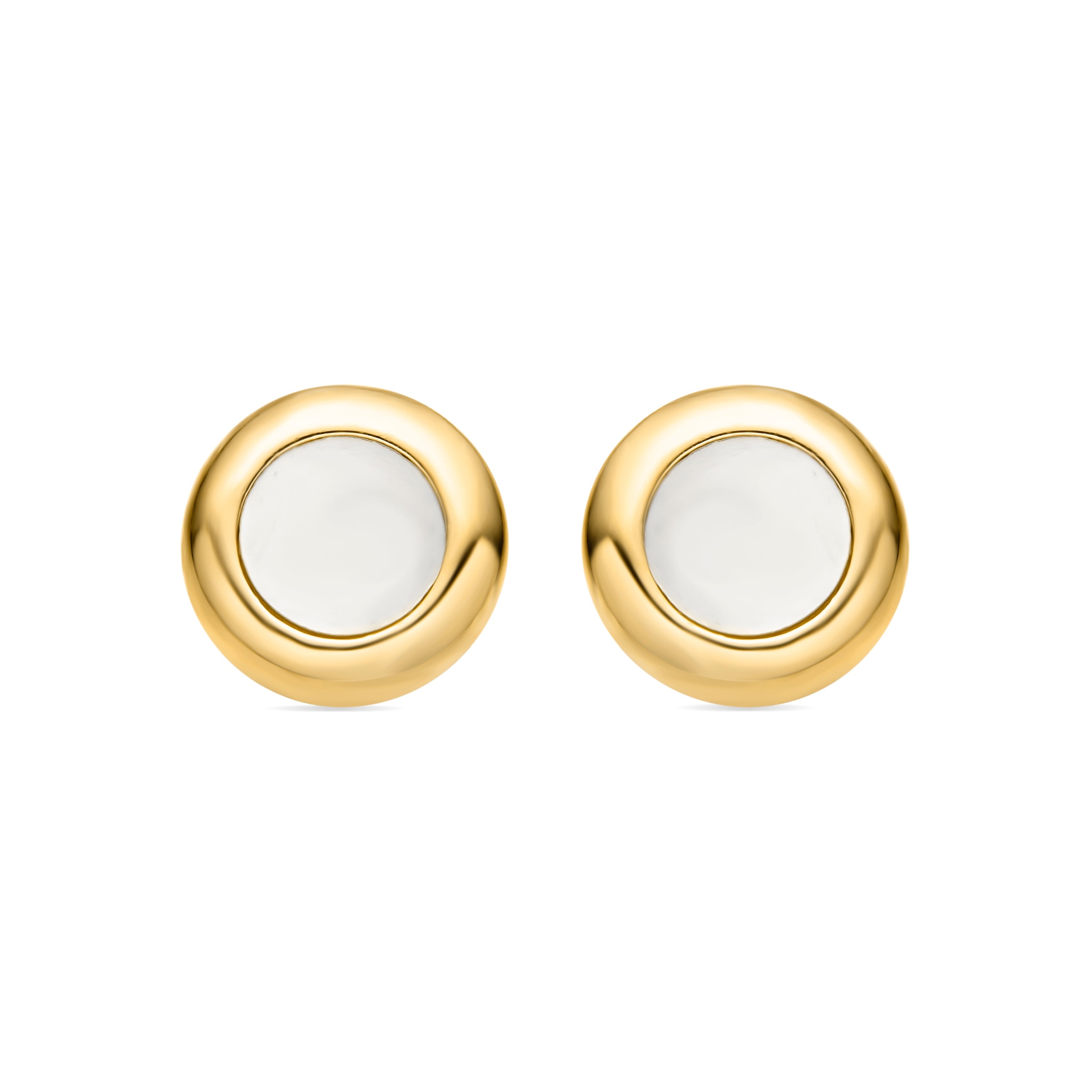 White Mother of Pearl Earrings Finished in 18K Yellow Gold - Maba