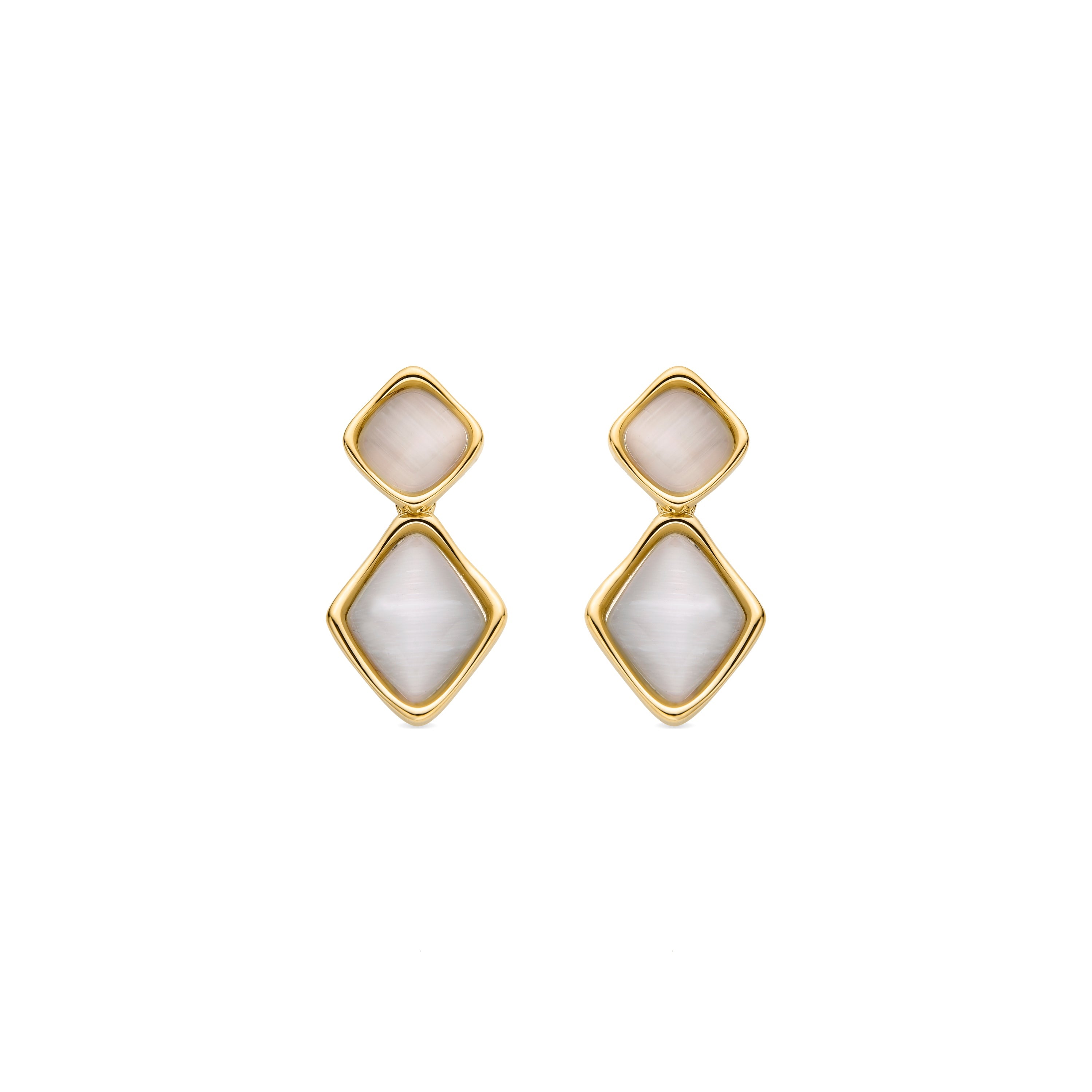 White mother-of-pearl earrings finished in 18K yellow gold - Zahere