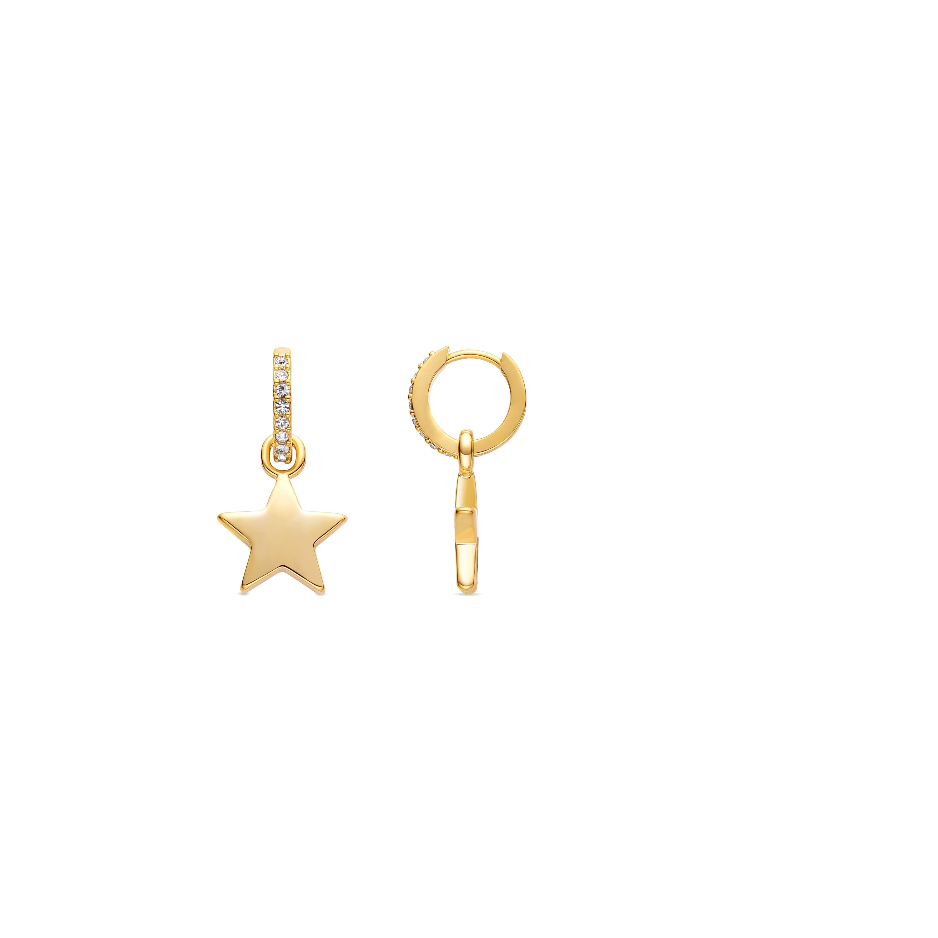 Brilliant Zirconia Earrings finished in 18K yellow gold - Star