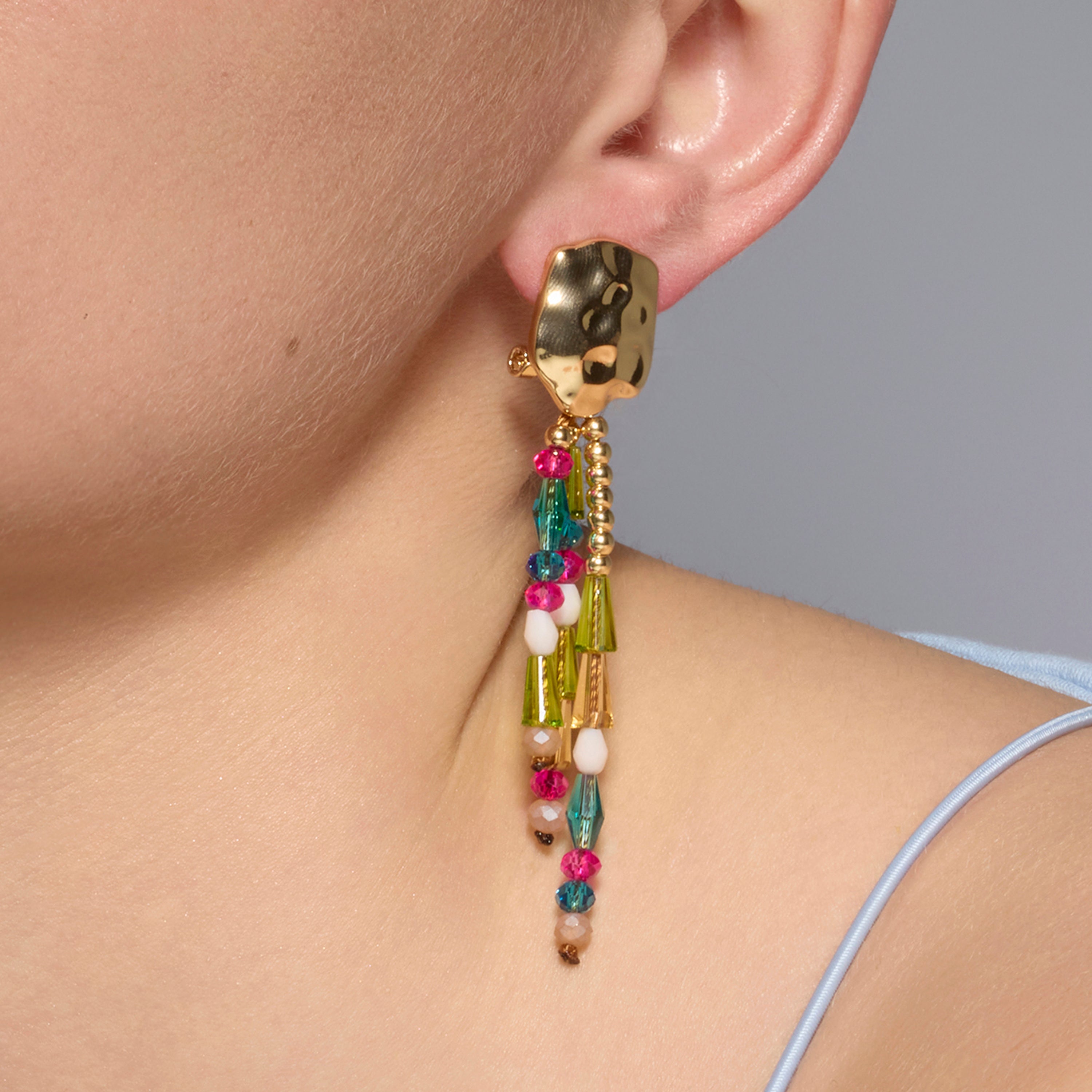 18k yellow gold and multicolor crystal earrings - Eutha