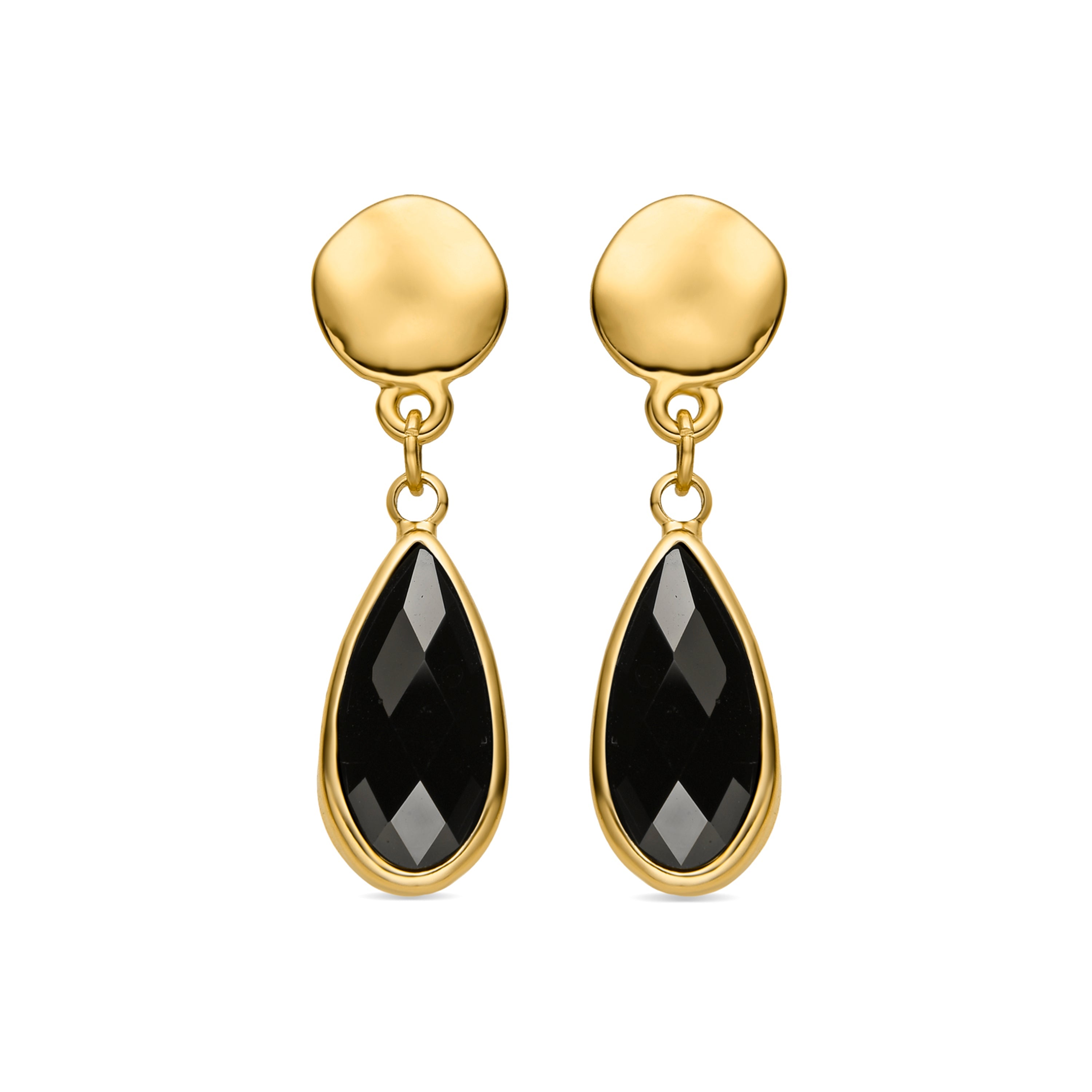 Earrings with black resin and 18k gold finish - Nyste