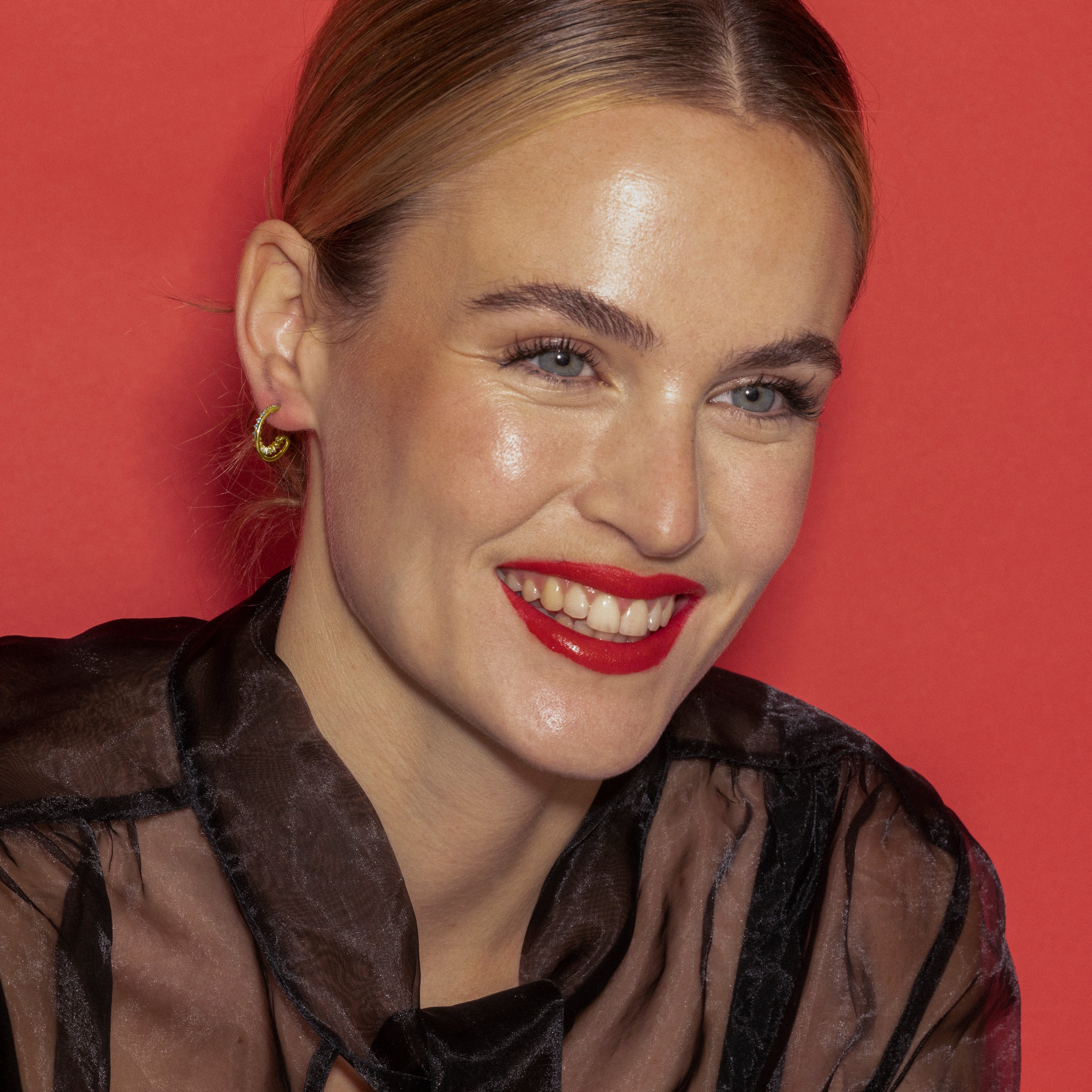 Earrings with brilliant zirconia in 18k gold finish - Daroti