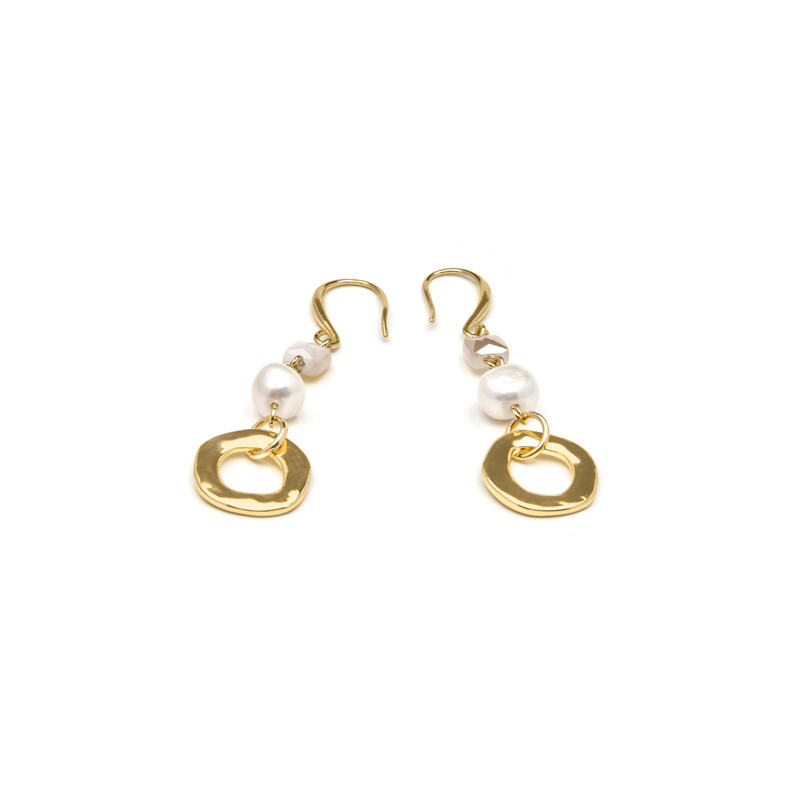 18k yellow gold and white pearl earrings - Diriki