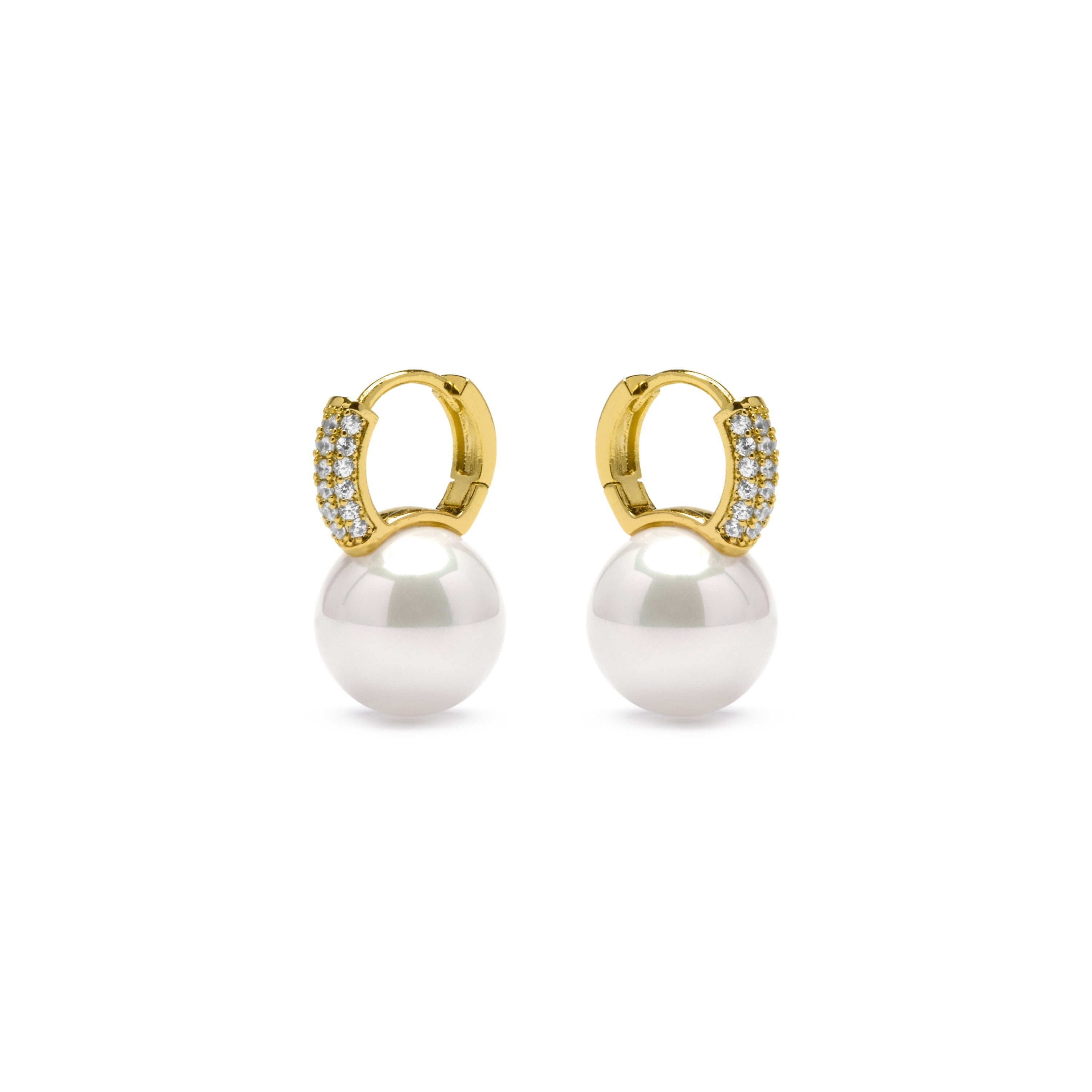 18k yellow gold finish earrings with white pearls - Maeki