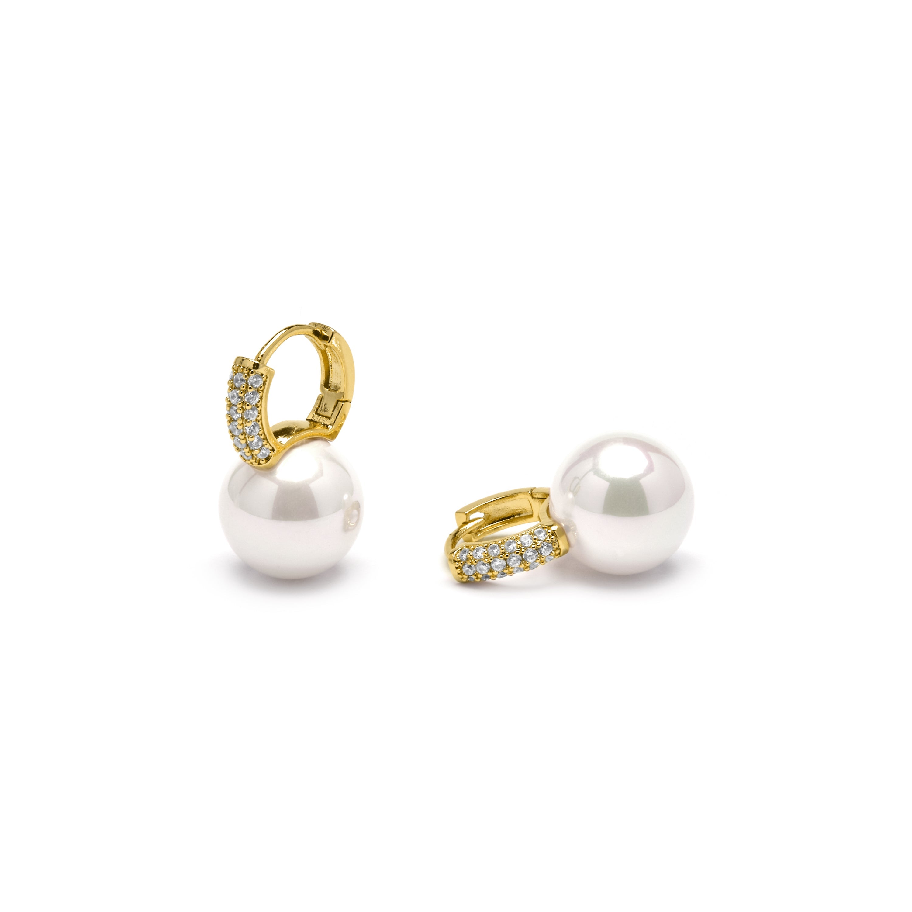 18k yellow gold finish earrings with white pearls - Maeki
