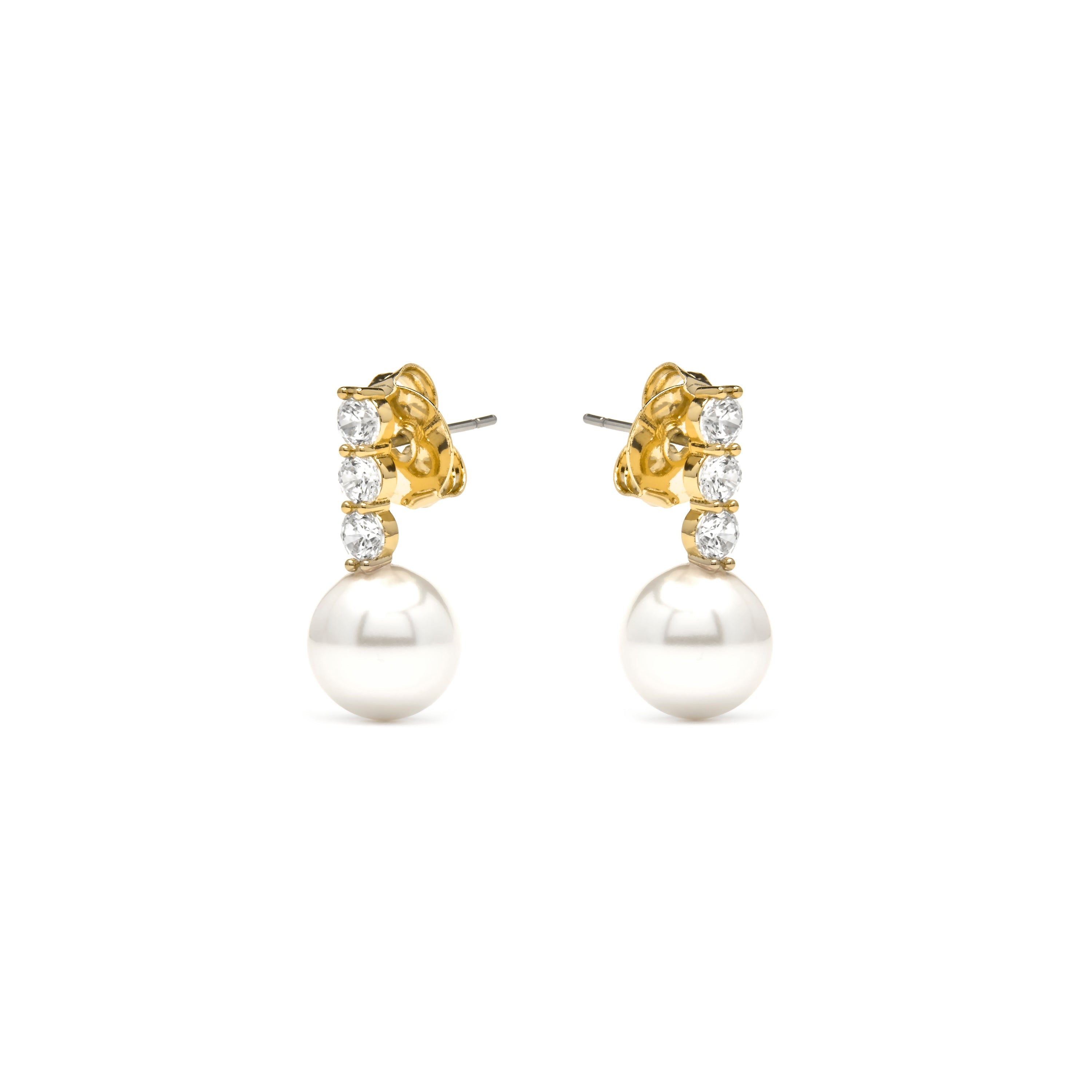 18k yellow gold finish earrings with white pearls - Anu
