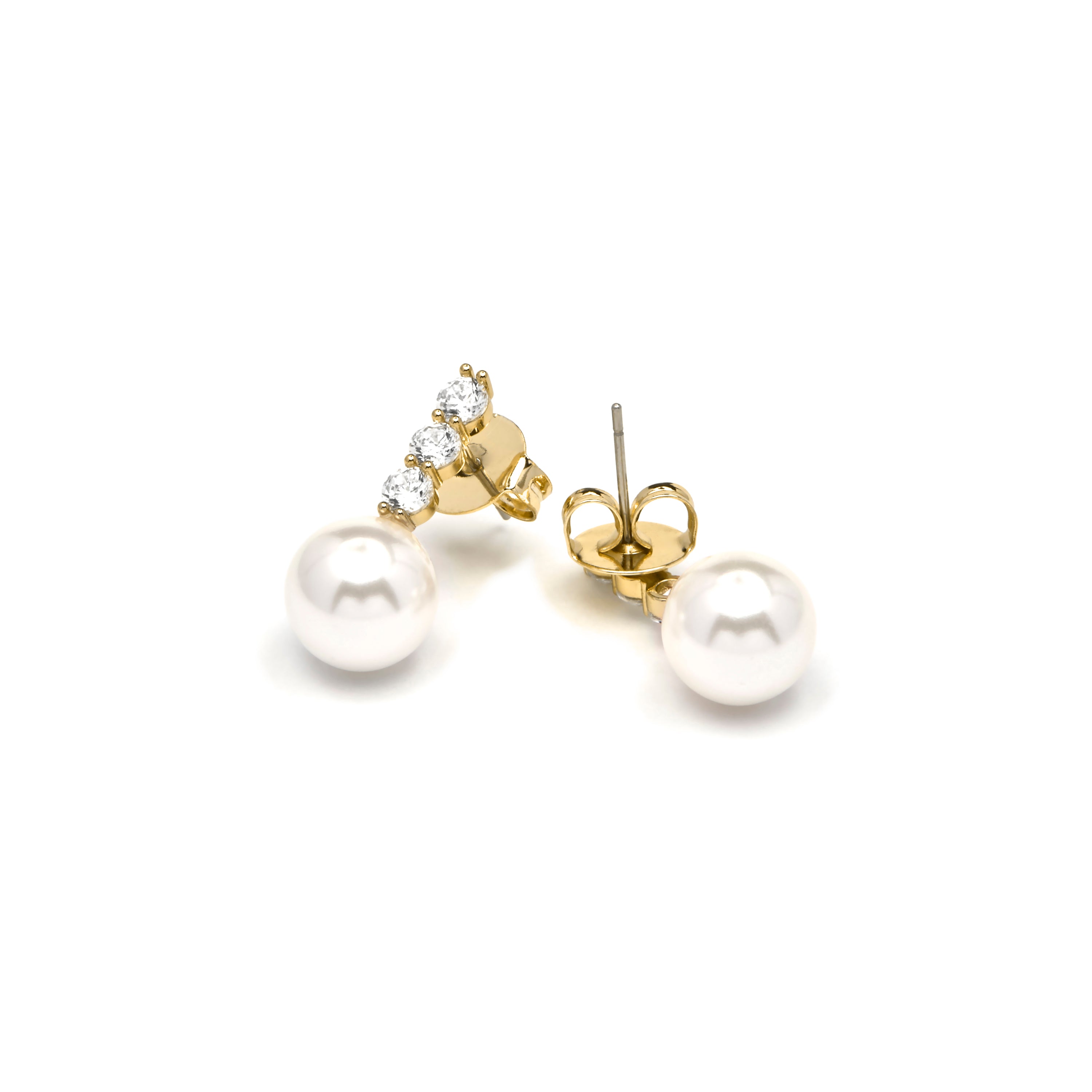 18k yellow gold finish earrings with white pearls - Anu
