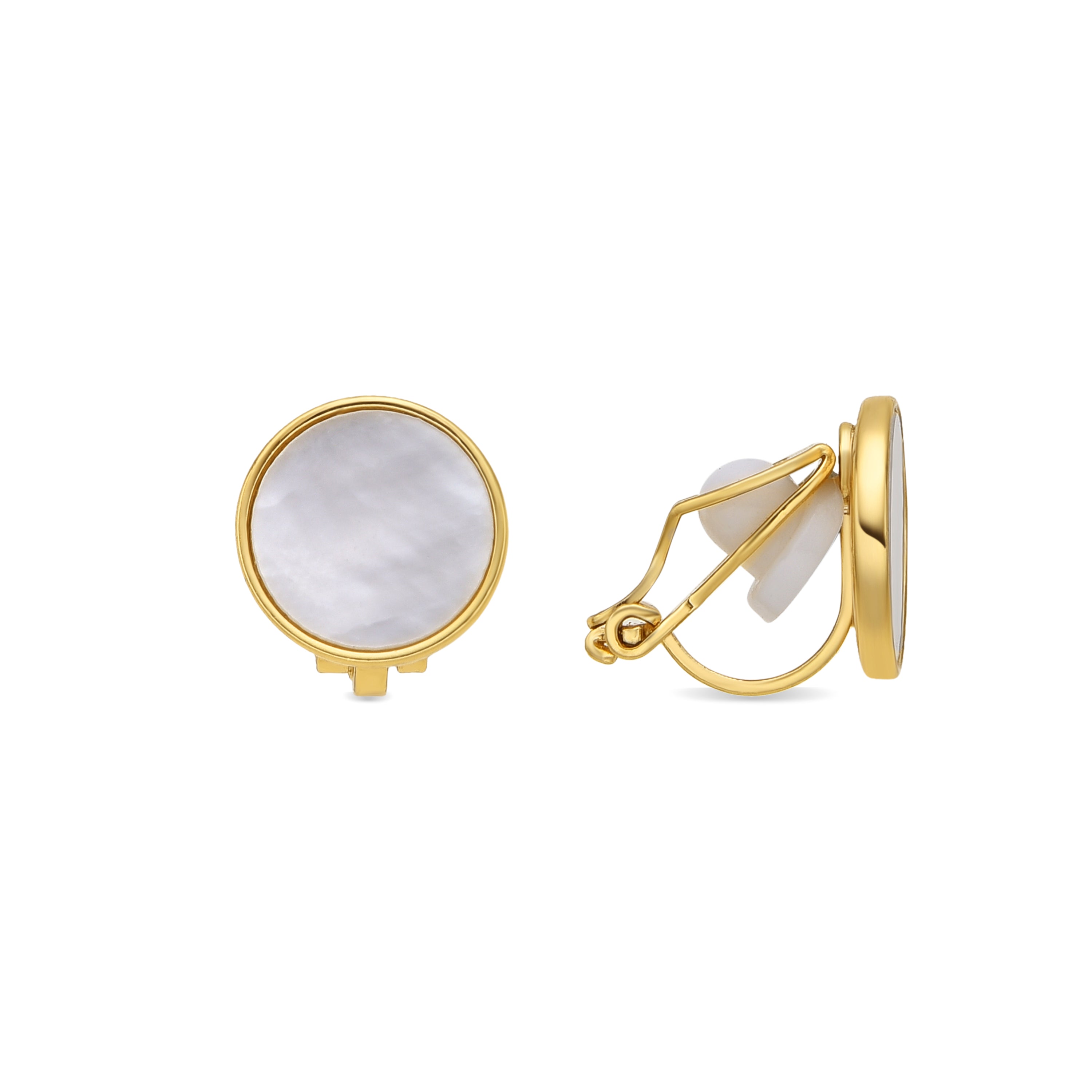 18k yellow gold and white mother-of-pearl earrings - Akil