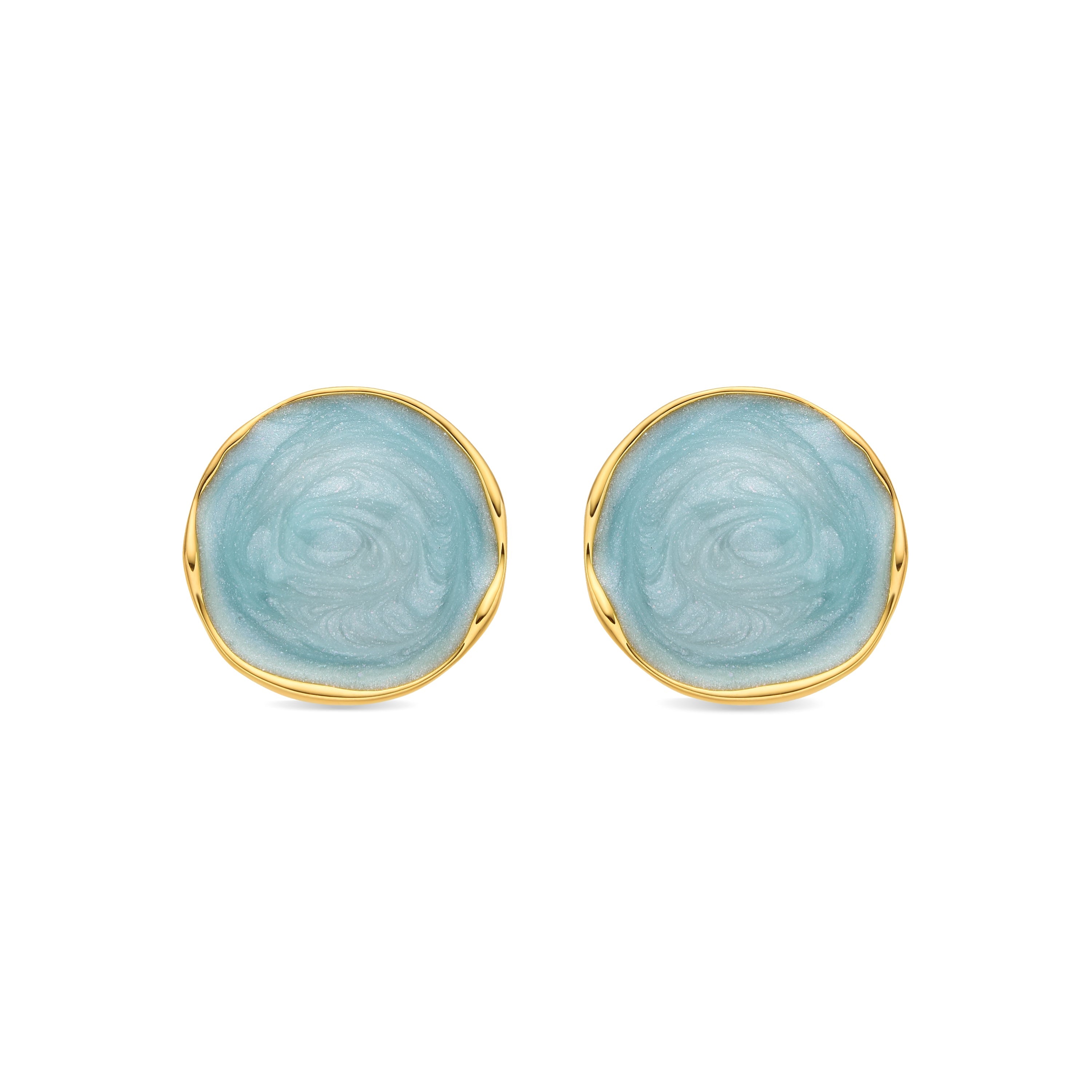 Huldio Blue Lacquer Earrings with 18k yellow gold finish