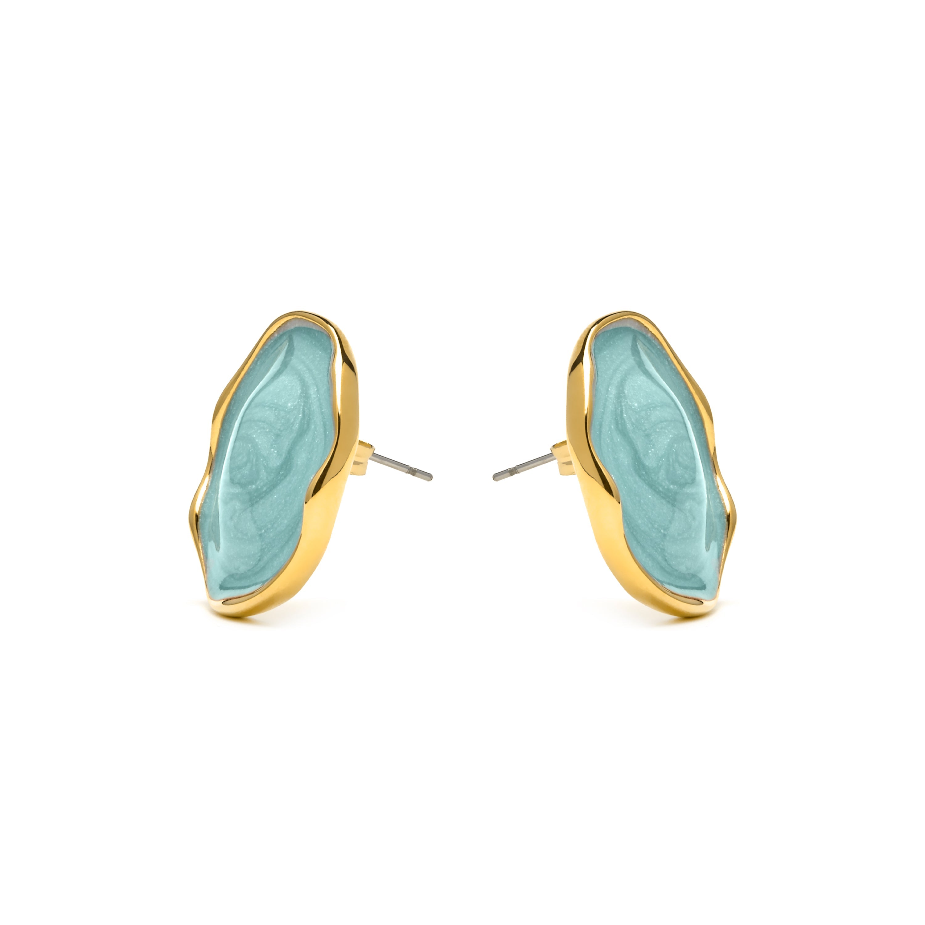Huldio Blue Lacquer Earrings with 18k yellow gold finish
