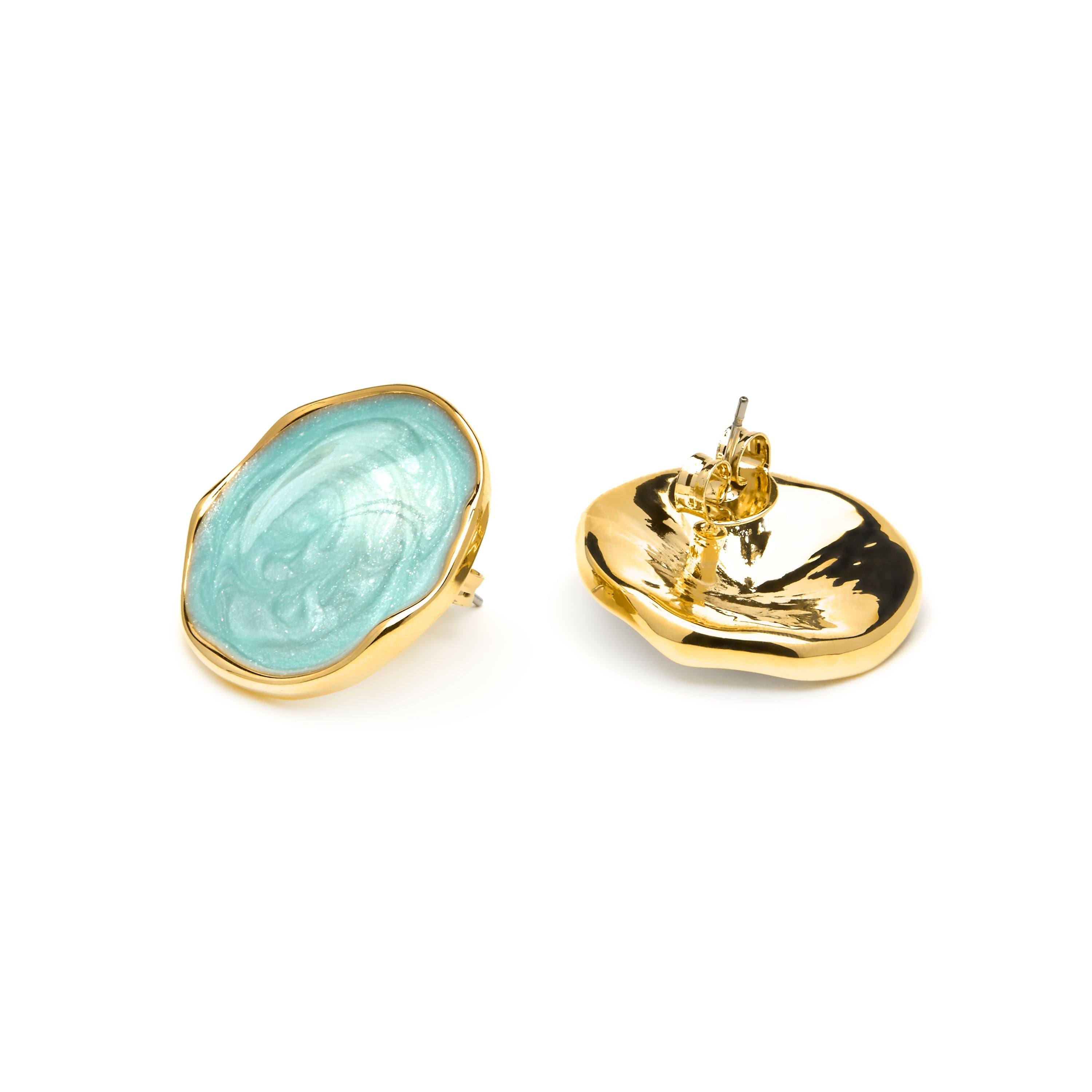 Huldio Blue Lacquer Earrings with 18k yellow gold finish