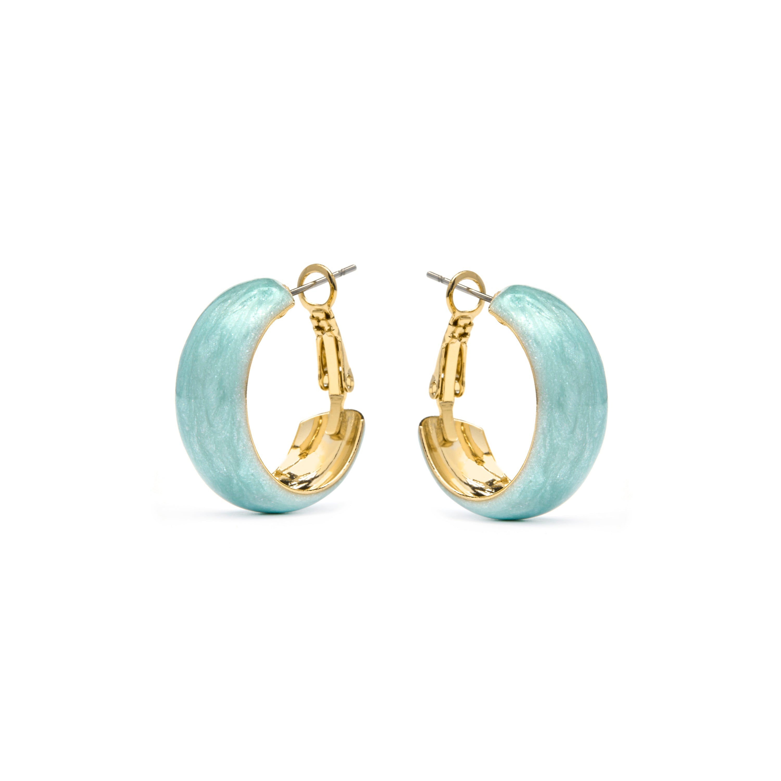 Haiss Blue Lacquer Earrings with 18k Yellow Gold Finish