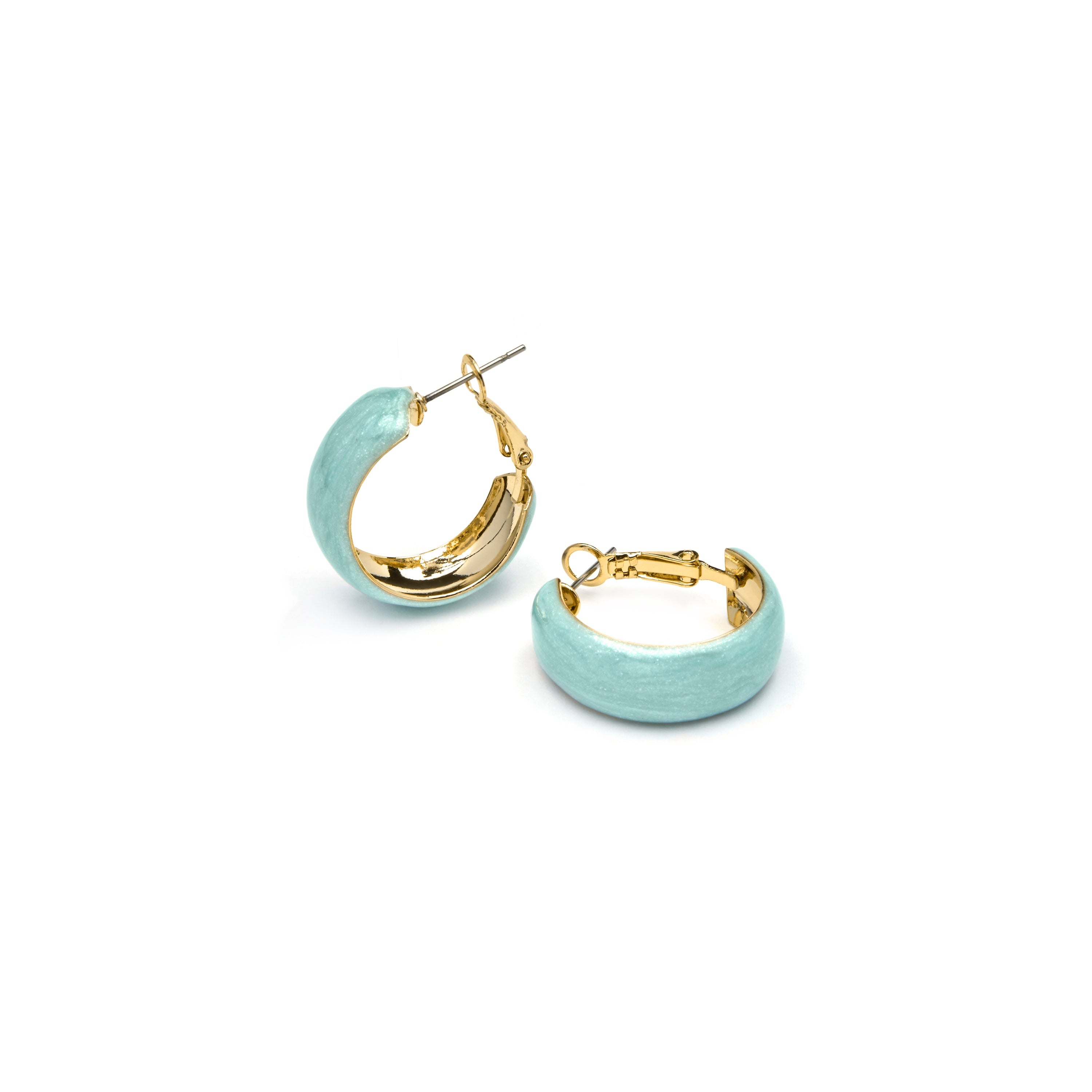 Haiss Blue Lacquer Earrings with 18k Yellow Gold Finish