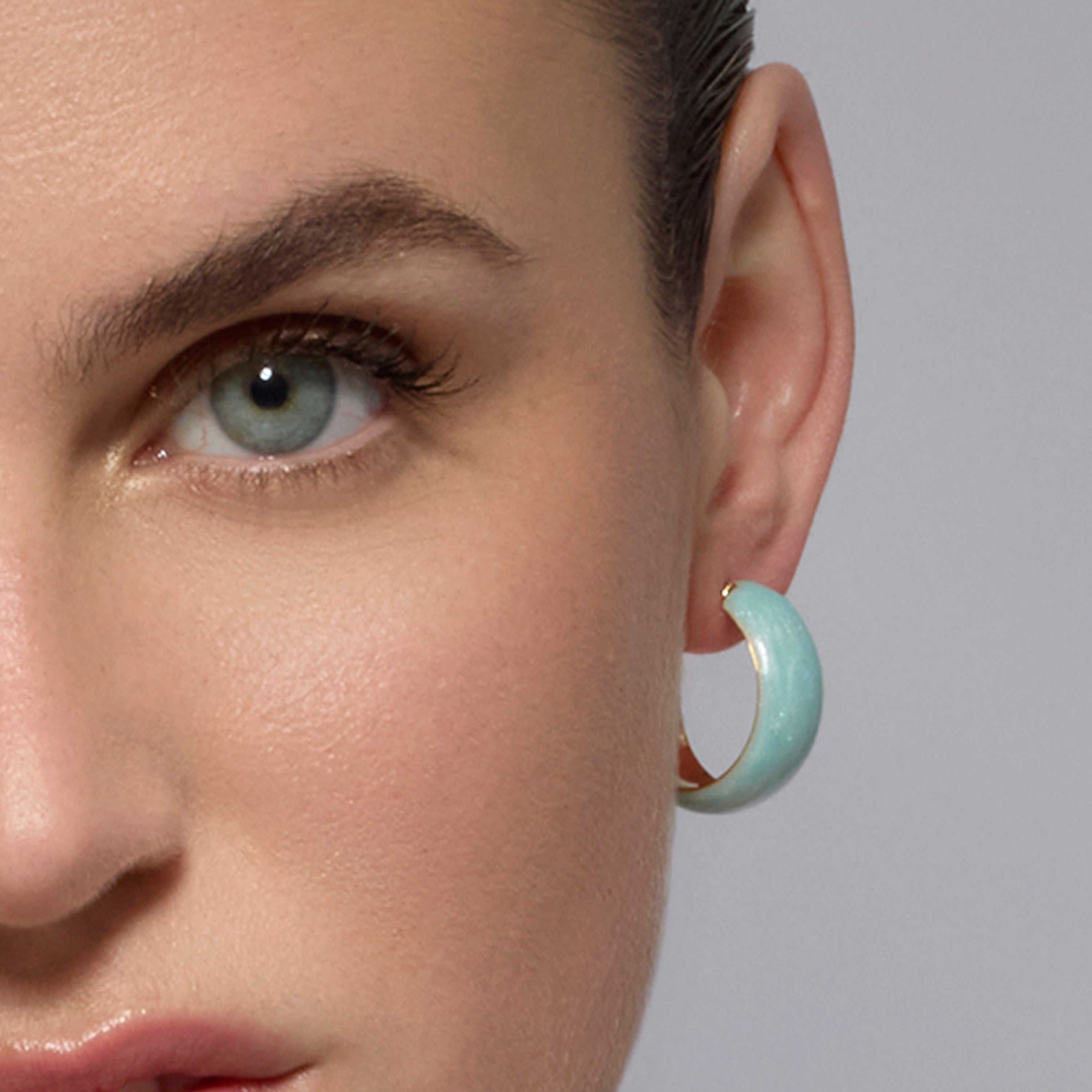 Haiss Blue Lacquer Earrings with 18k Yellow Gold Finish