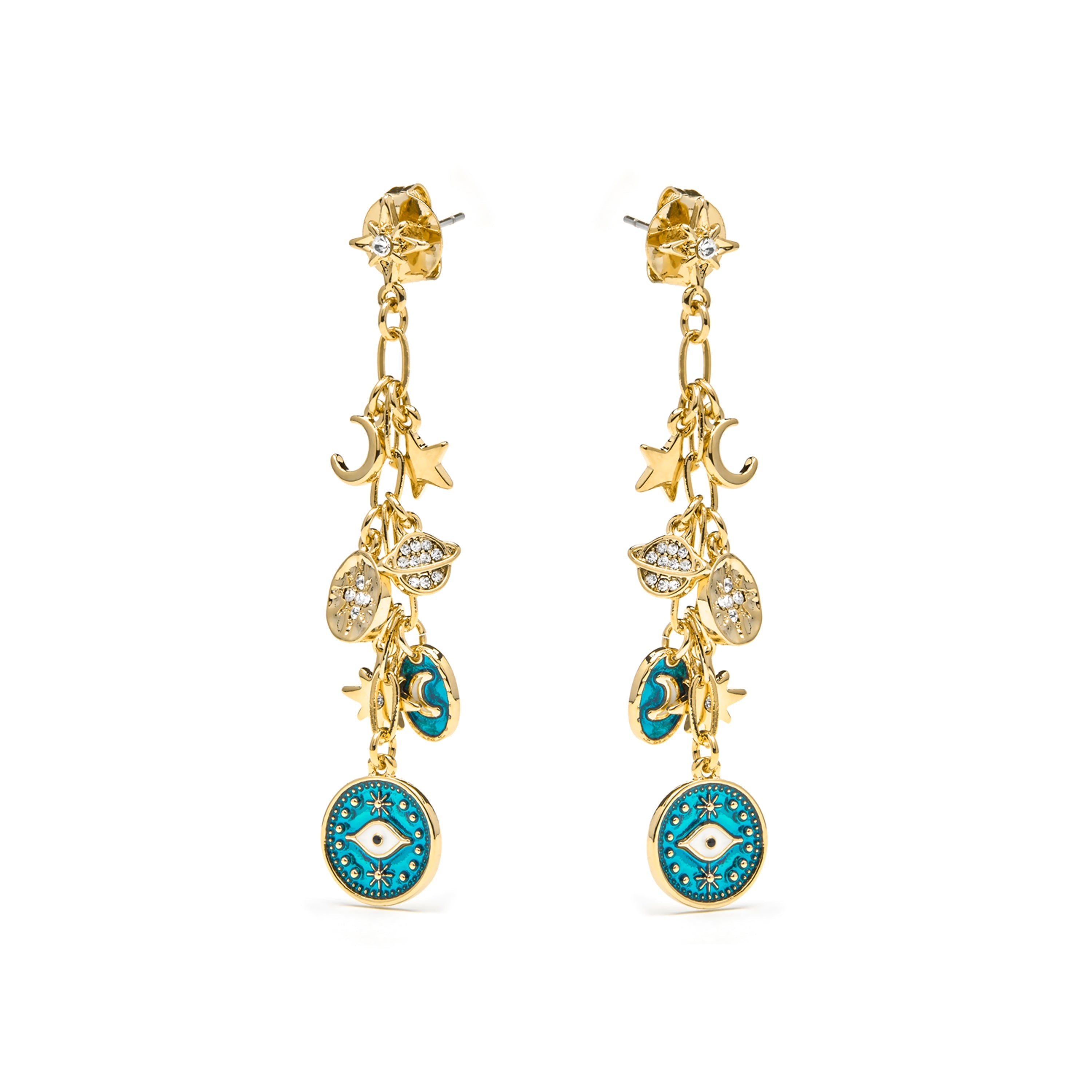 Pendientes acabado oro amarillo de 18k y Resina Azul - Wiwik