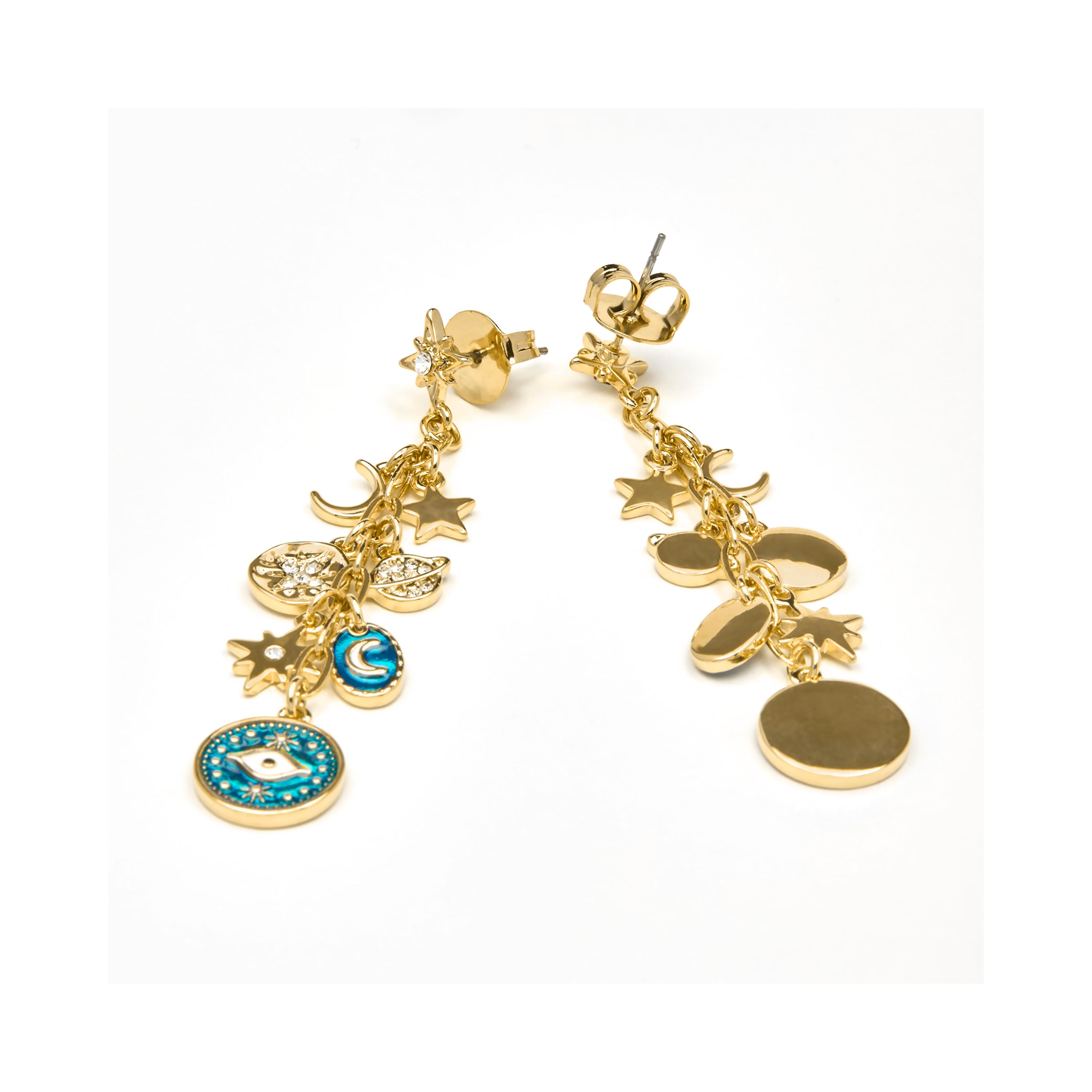 Pendientes acabado oro amarillo de 18k y Resina Azul - Wiwik