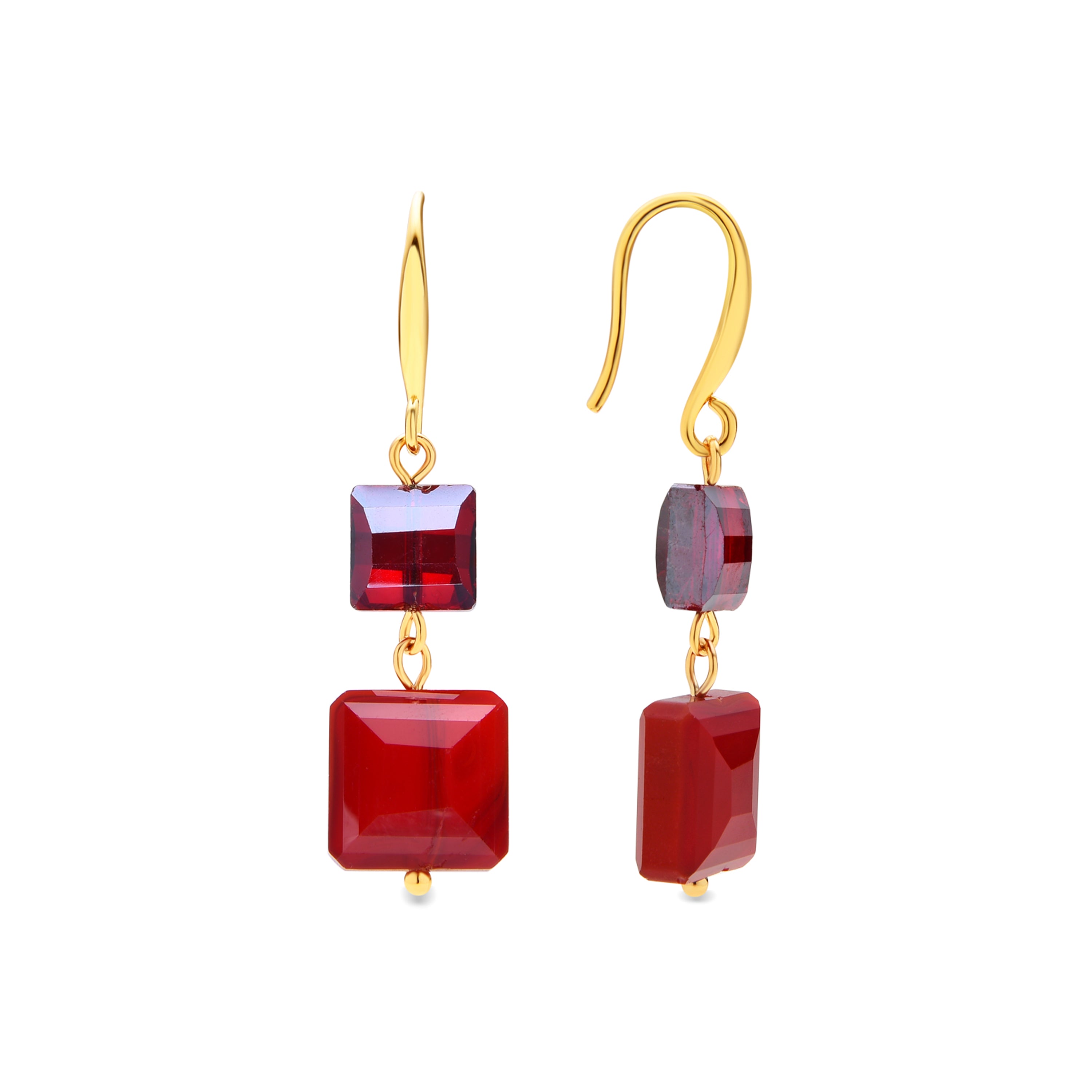 18k yellow gold and red crystal earrings - Yasba