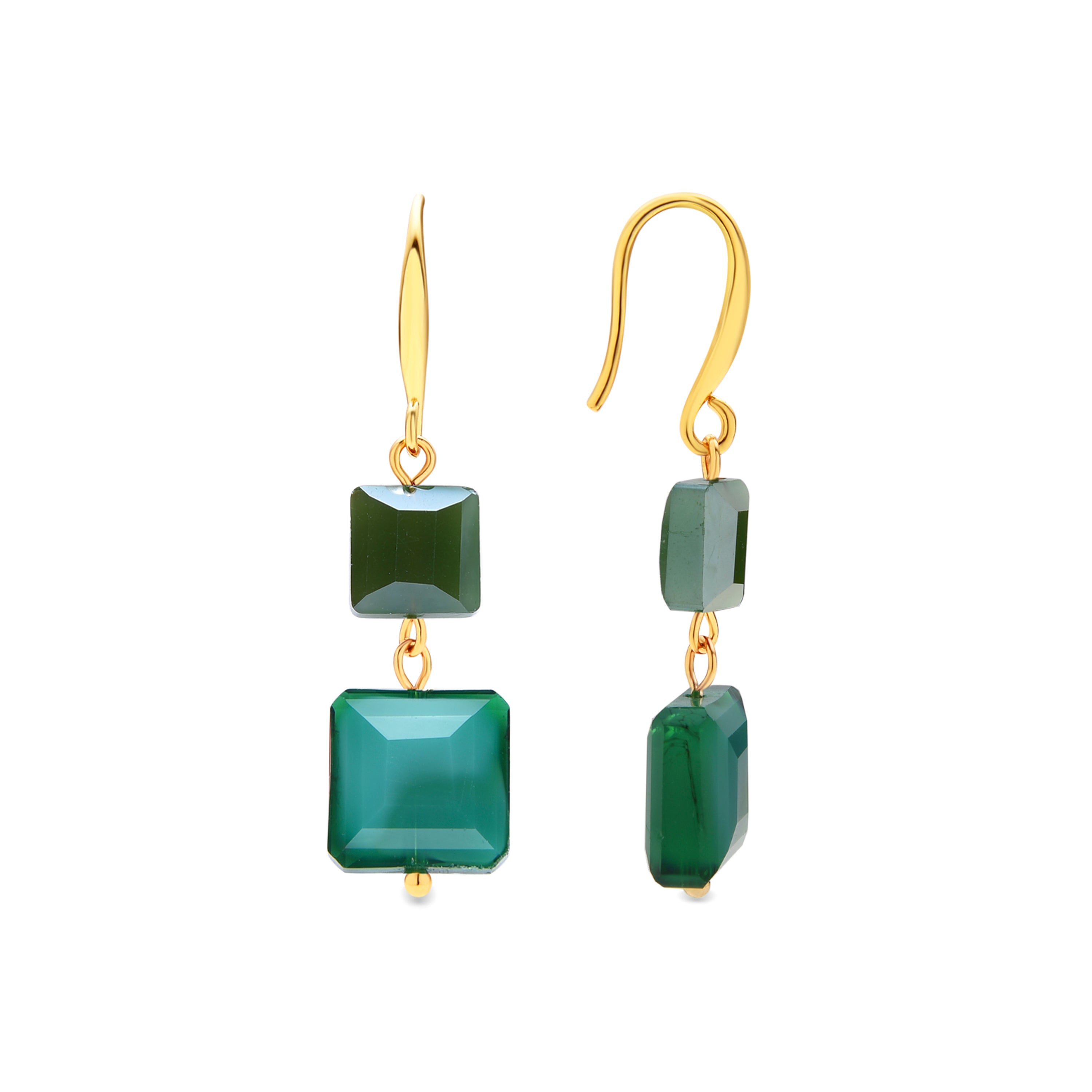 Pendientes acabado oro amarillo de 18k y Cristal Verde - Yasba