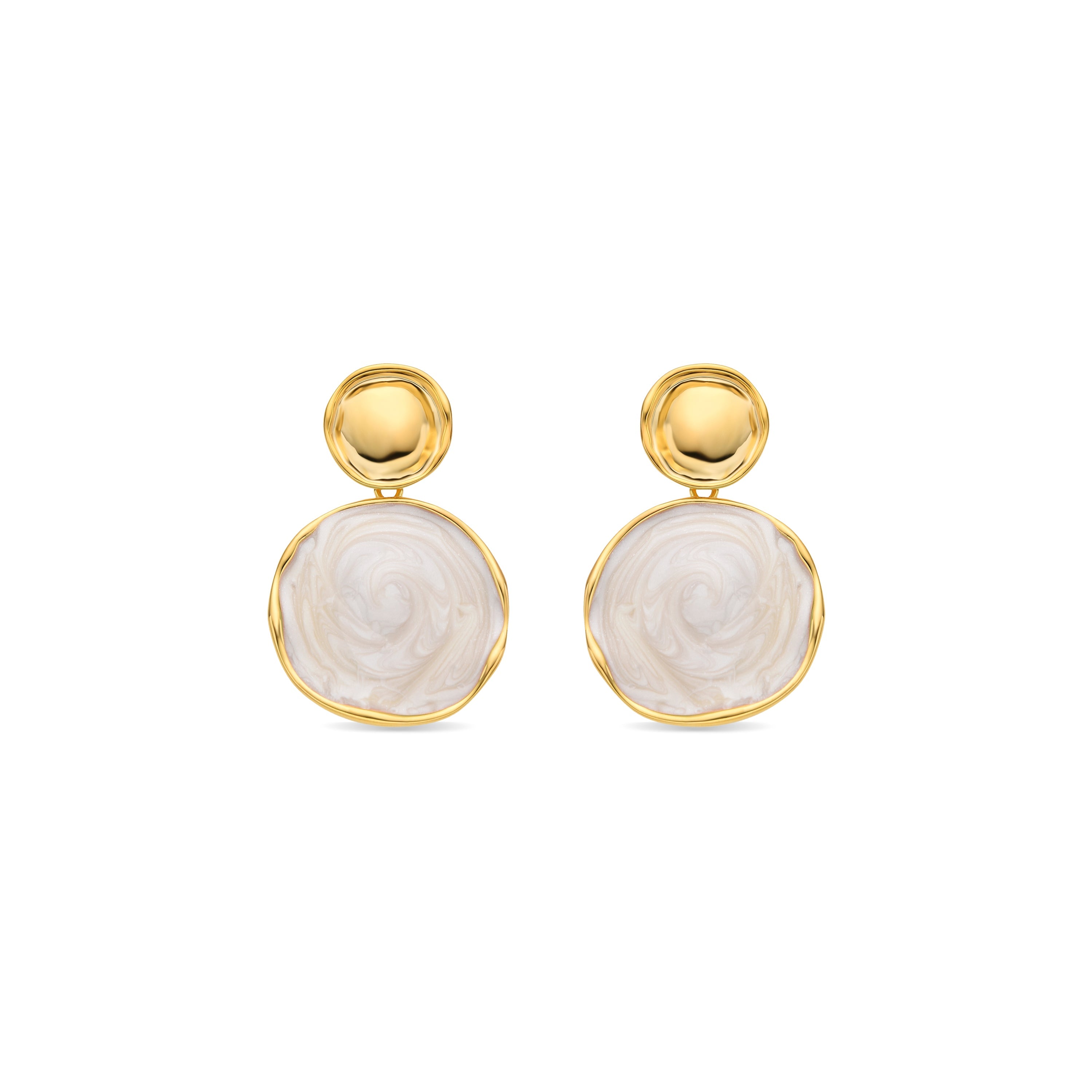 18k Yellow Gold Finish and White Lacquer Earrings - Talorzi