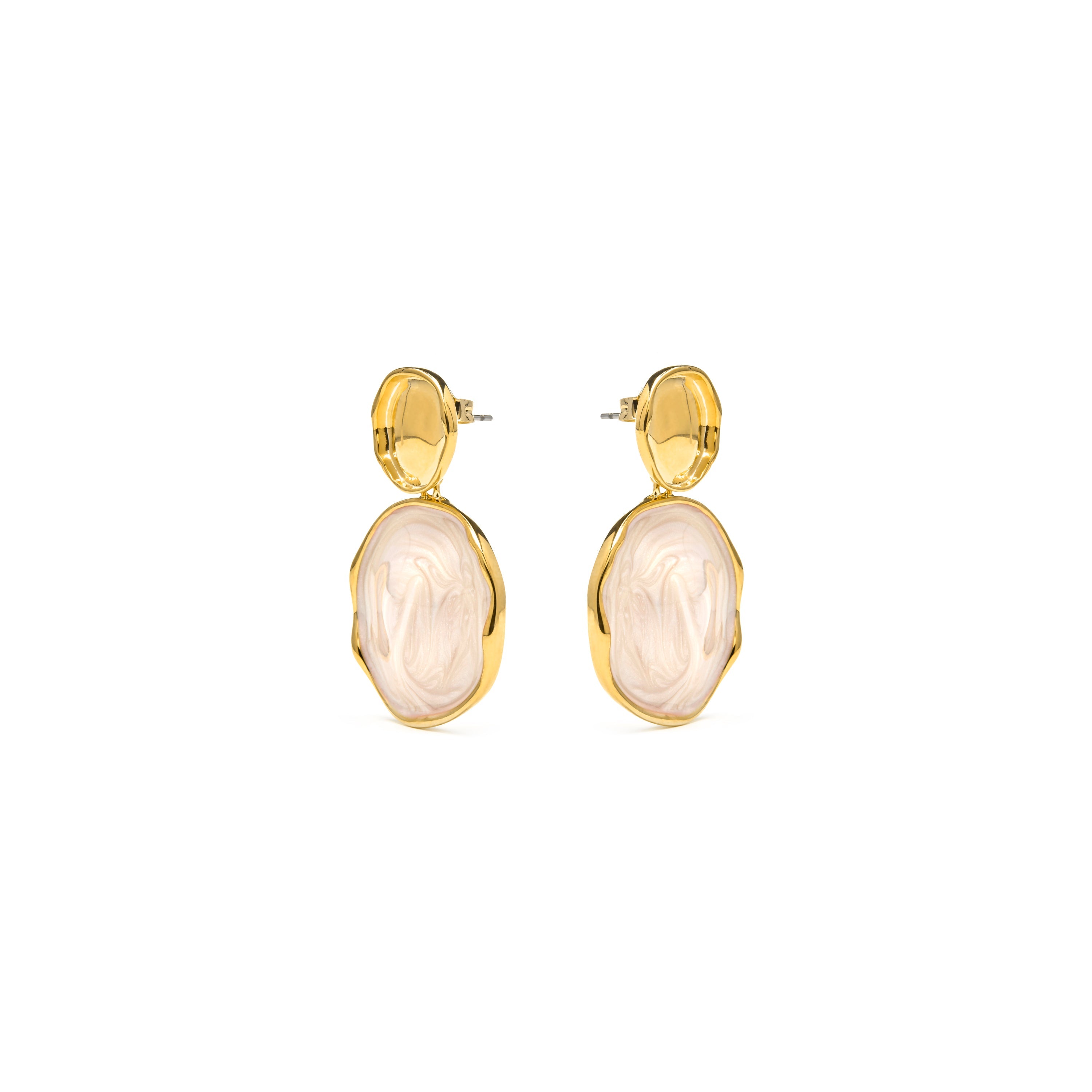 18k Yellow Gold Finish and White Lacquer Earrings - Talorzi
