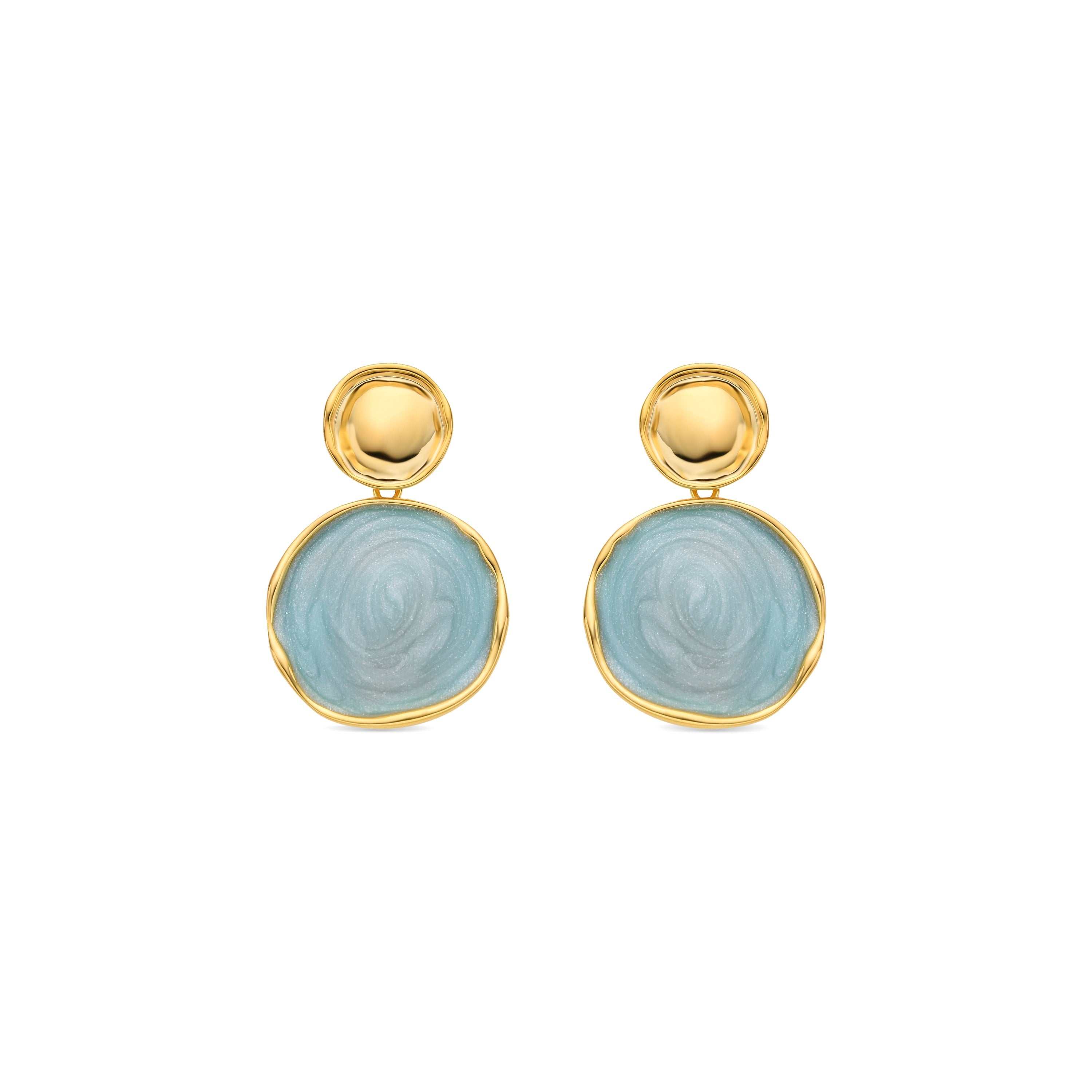 Talorzi Blue Lacquer Earrings with 18k Yellow Gold Finish
