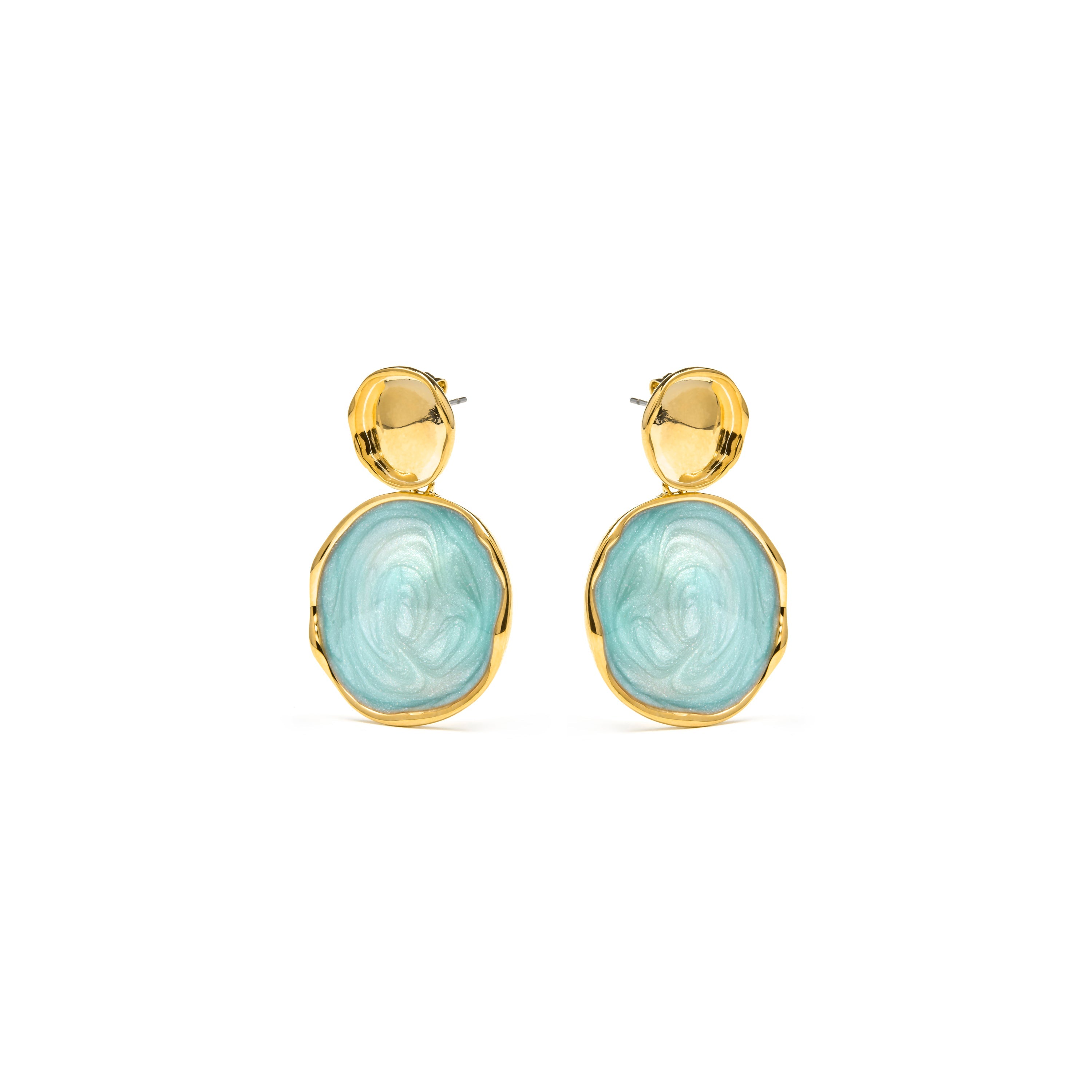 Talorzi Blue Lacquer Earrings with 18k Yellow Gold Finish