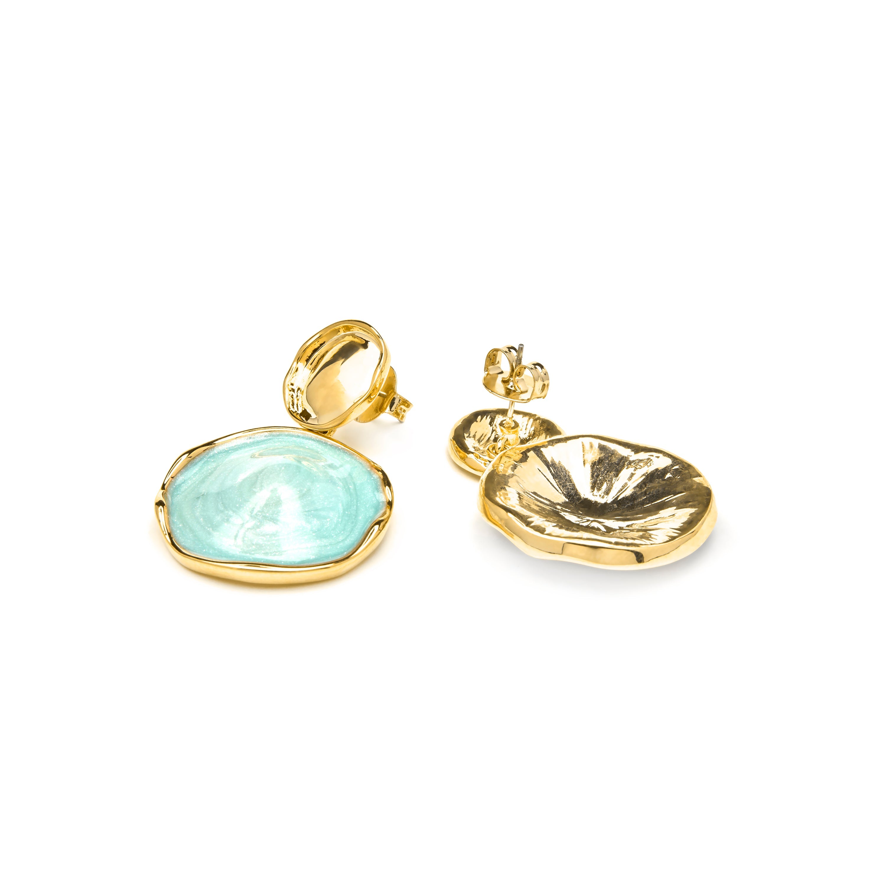 Talorzi Blue Lacquer Earrings with 18k Yellow Gold Finish