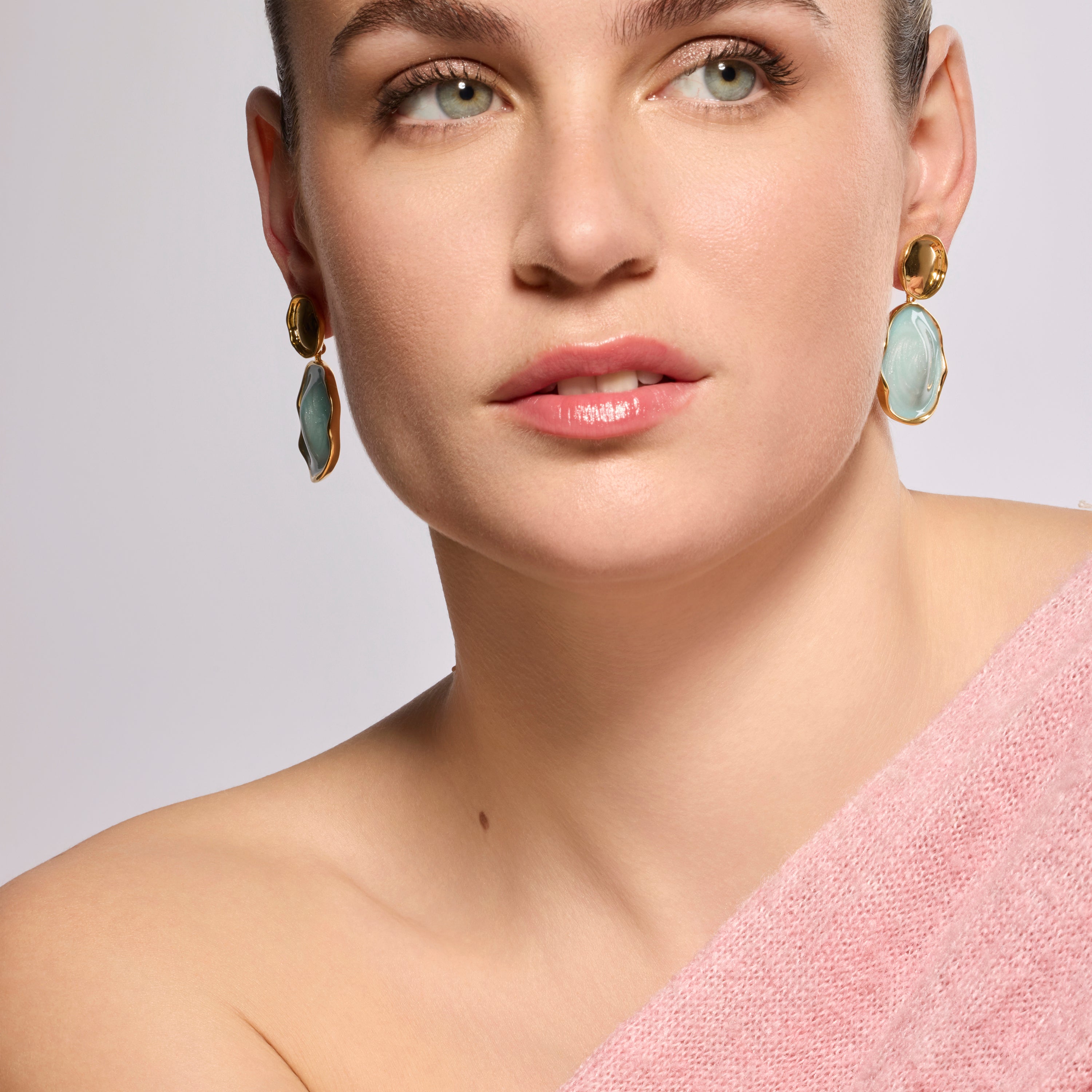Talorzi Blue Lacquer Earrings with 18k Yellow Gold Finish